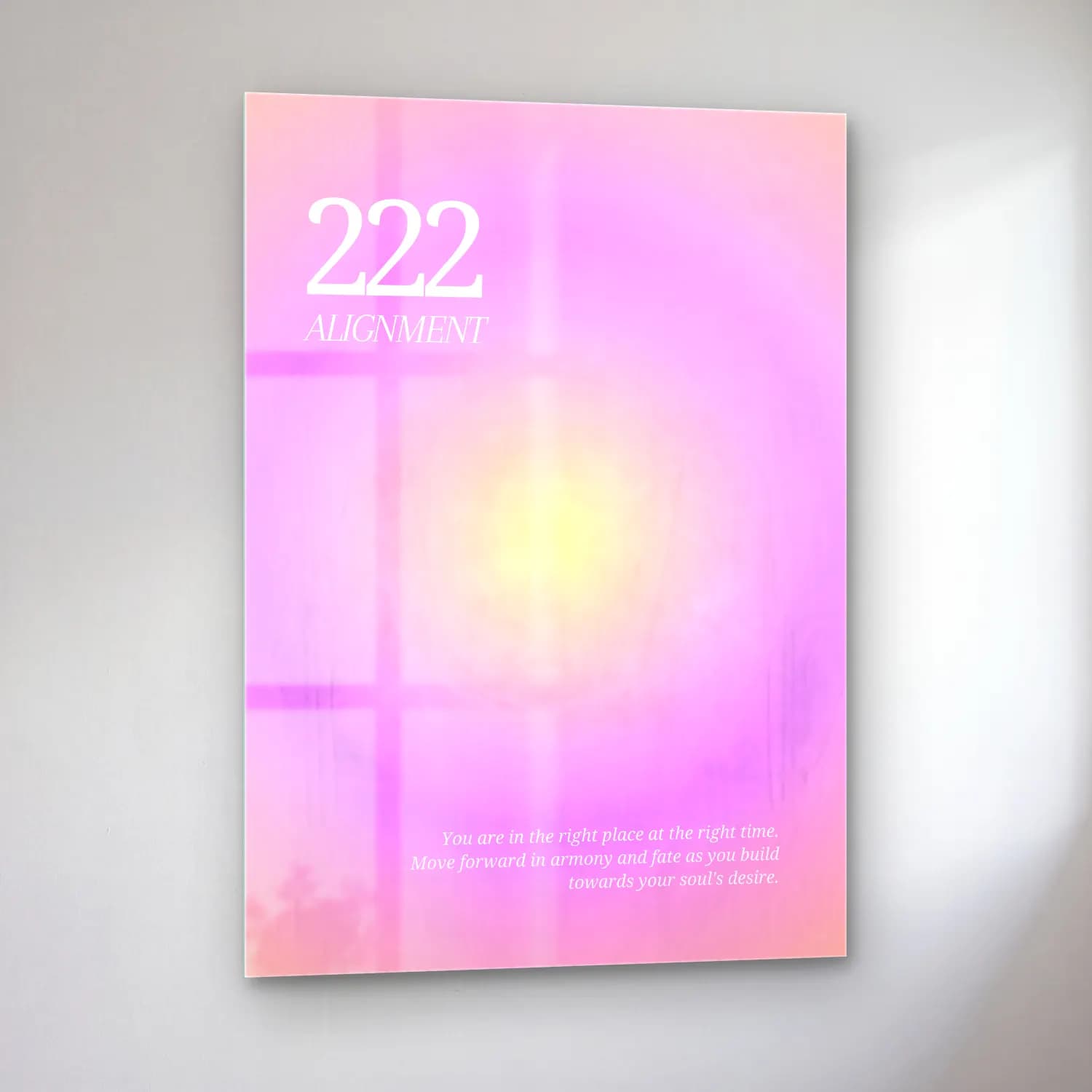 Pastel Yazılı Tasarım No. 19 cam tablo — sol açıdan görünüm