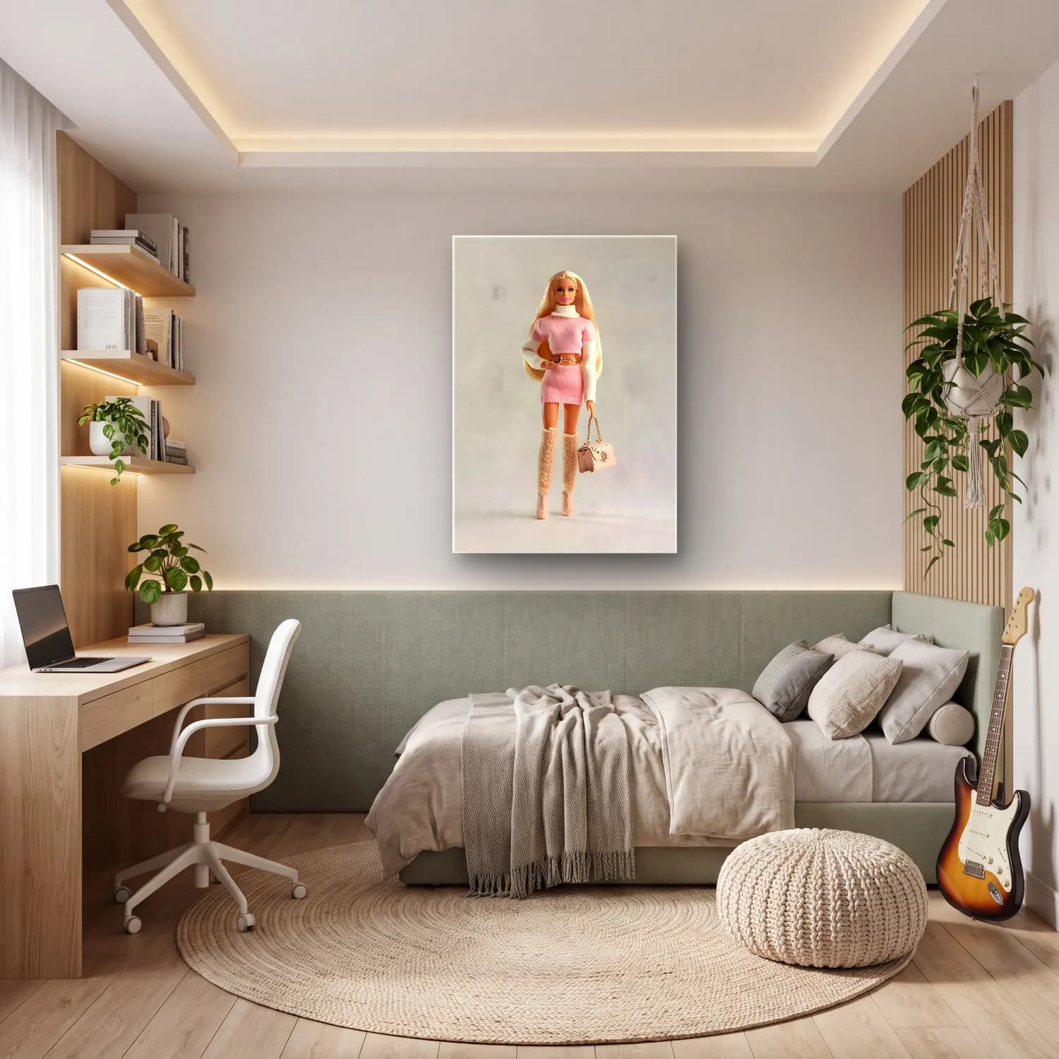 Pastel Moda İllüstrasyonu No. 2 cam tablo — genç odasında