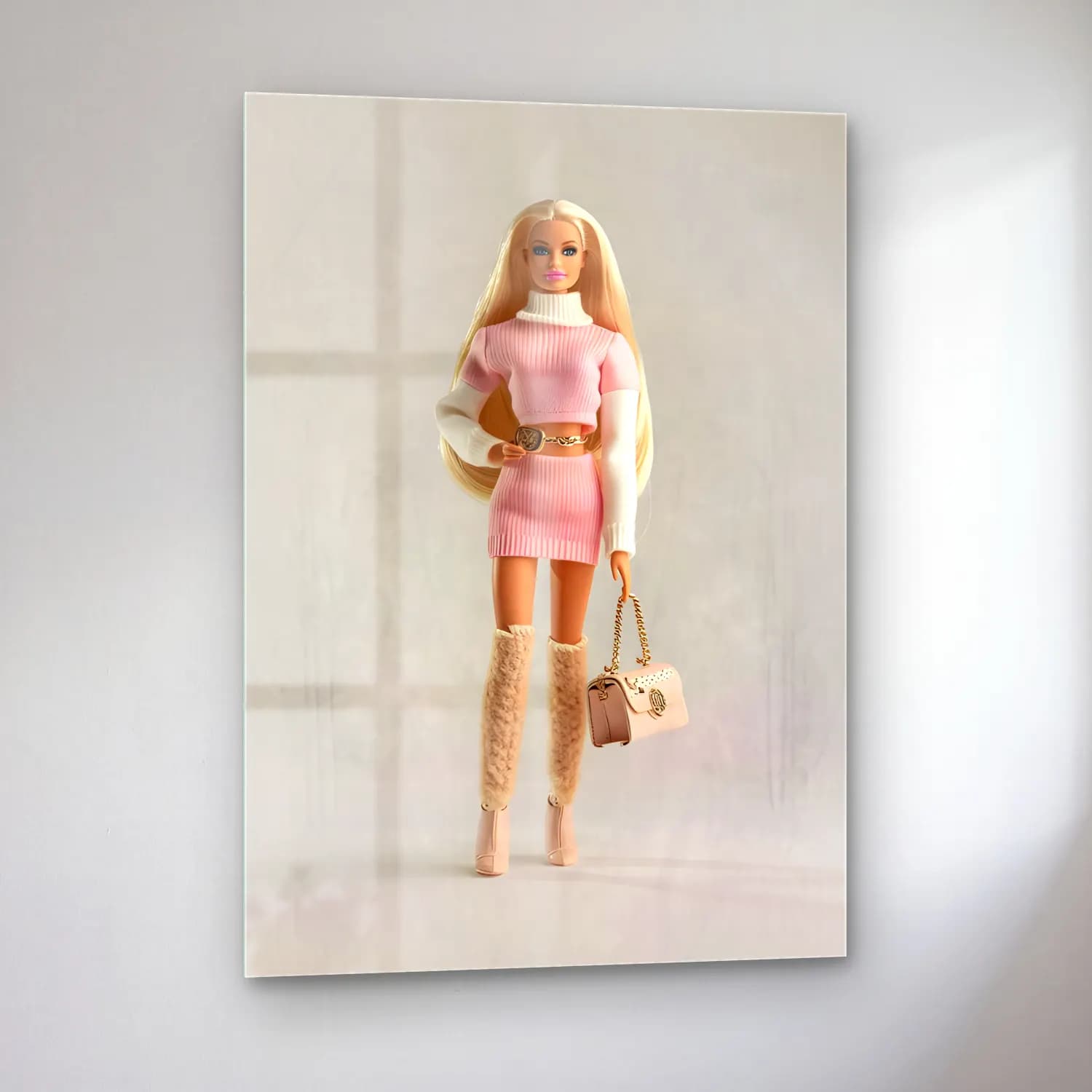 Pastel Moda İllüstrasyonu No. 2 cam tablo — sol açıdan görünüm