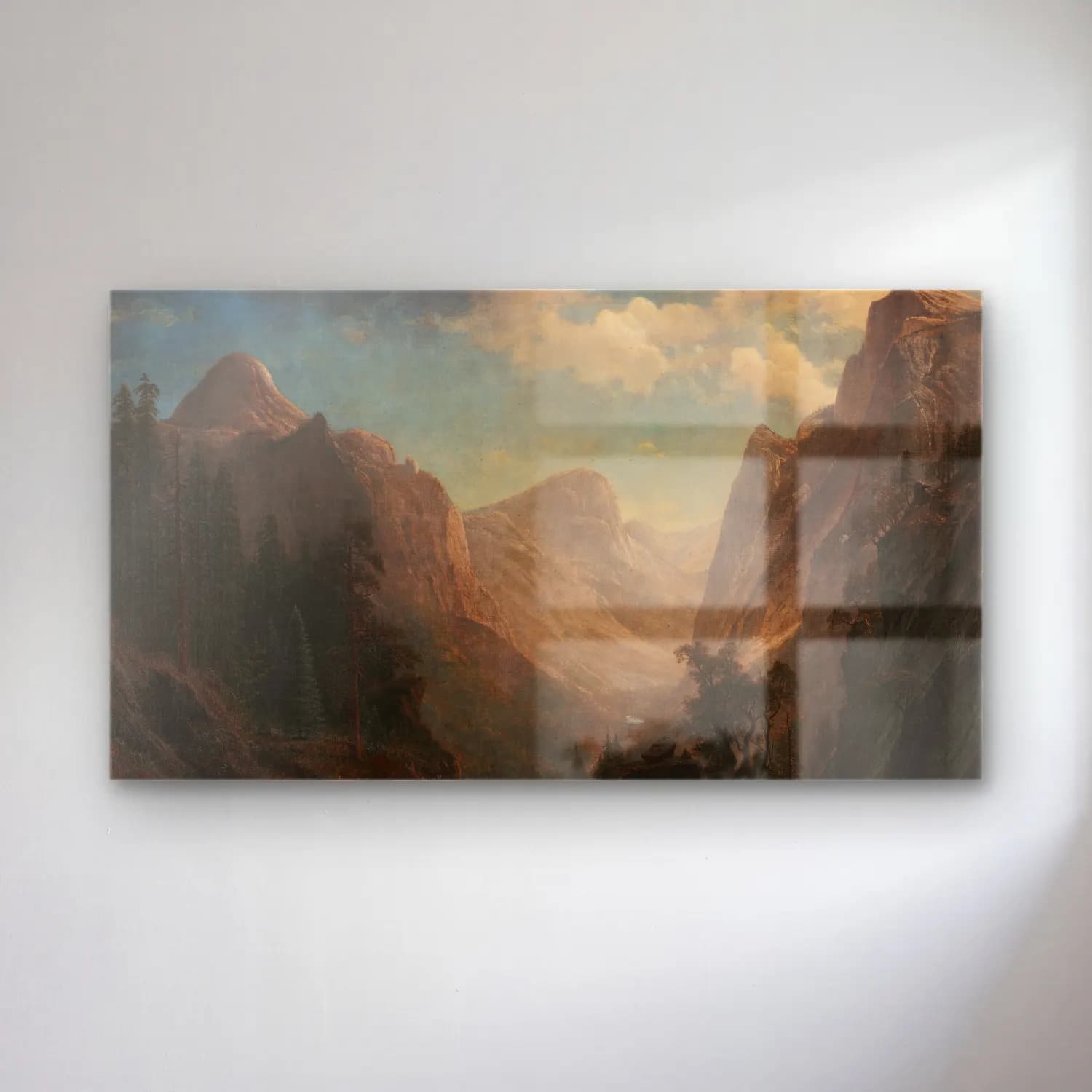 Albert Bierstadt – View in the Yosemite Valley (between 1850 and 1890) cam tablo — Albert Bierstadt – View in the Yosemite Valley (between 1850 and 1890) — yağlı boya dağ manzarası