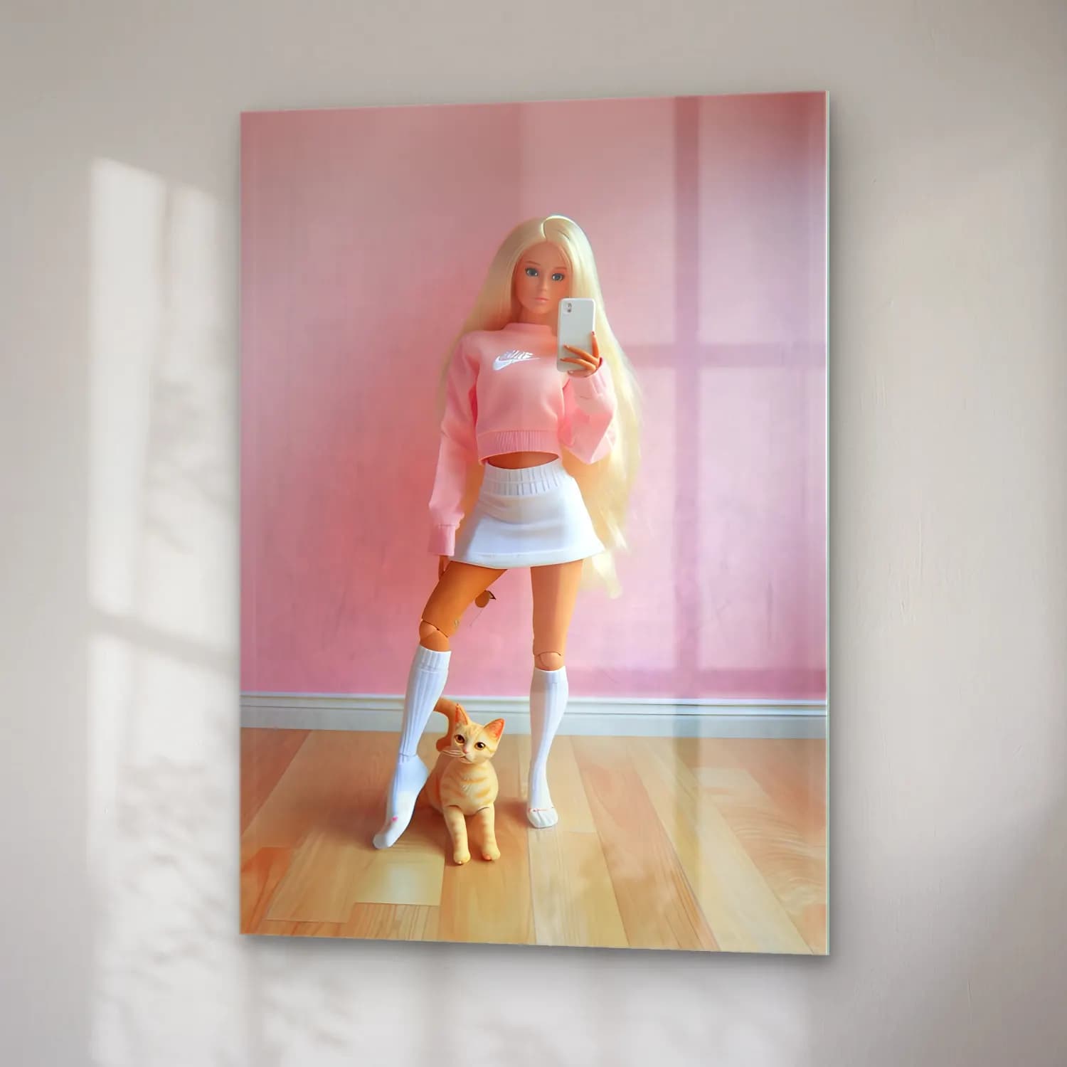 Pastel Moda İllüstrasyonu No. 4 cam tablo — sağ açıdan görünüm