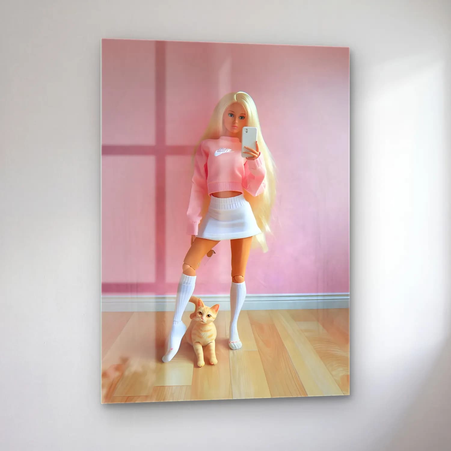 Pastel Moda İllüstrasyonu No. 4 cam tablo — sol açıdan görünüm