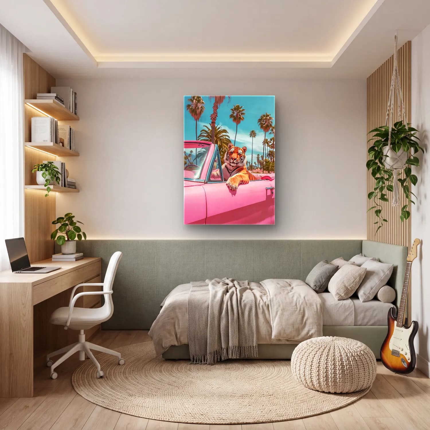 Pastel Kaplan No. 6 cam tablo — genç odasında