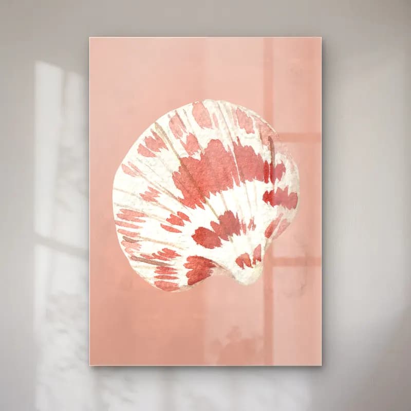 Boho Deniz Kabukları – Pembe Tonlar cam tablo — Boho Deniz Kabukları – Pembe Tonlar — boho deniz kabukları