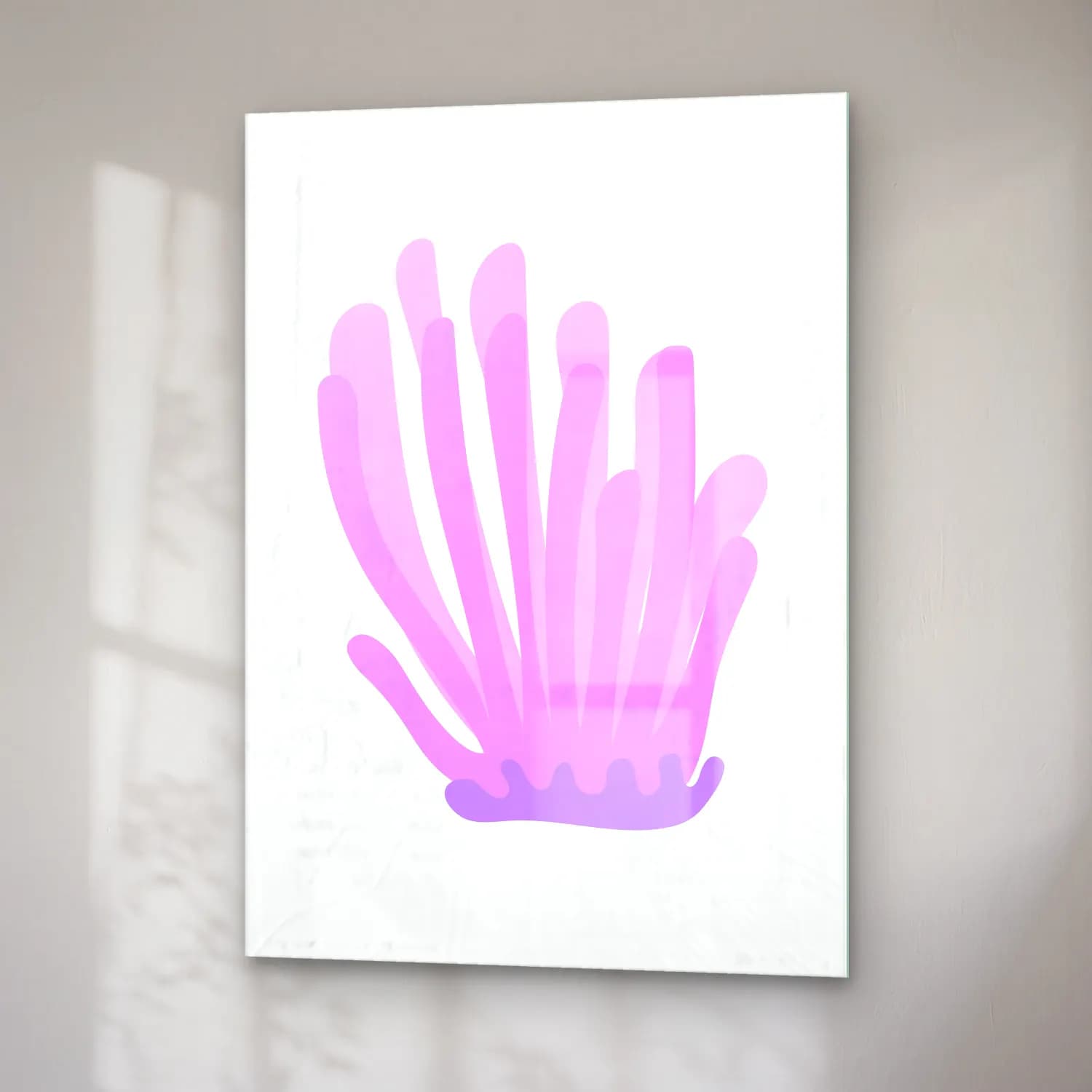 Pastel Denizanası No. 5 cam tablo — sağ açıdan görünüm