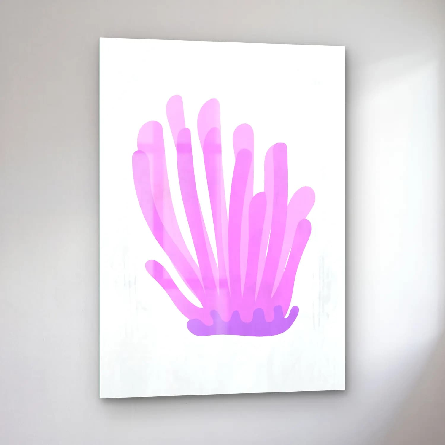 Pastel Denizanası No. 5 cam tablo — sol açıdan görünüm