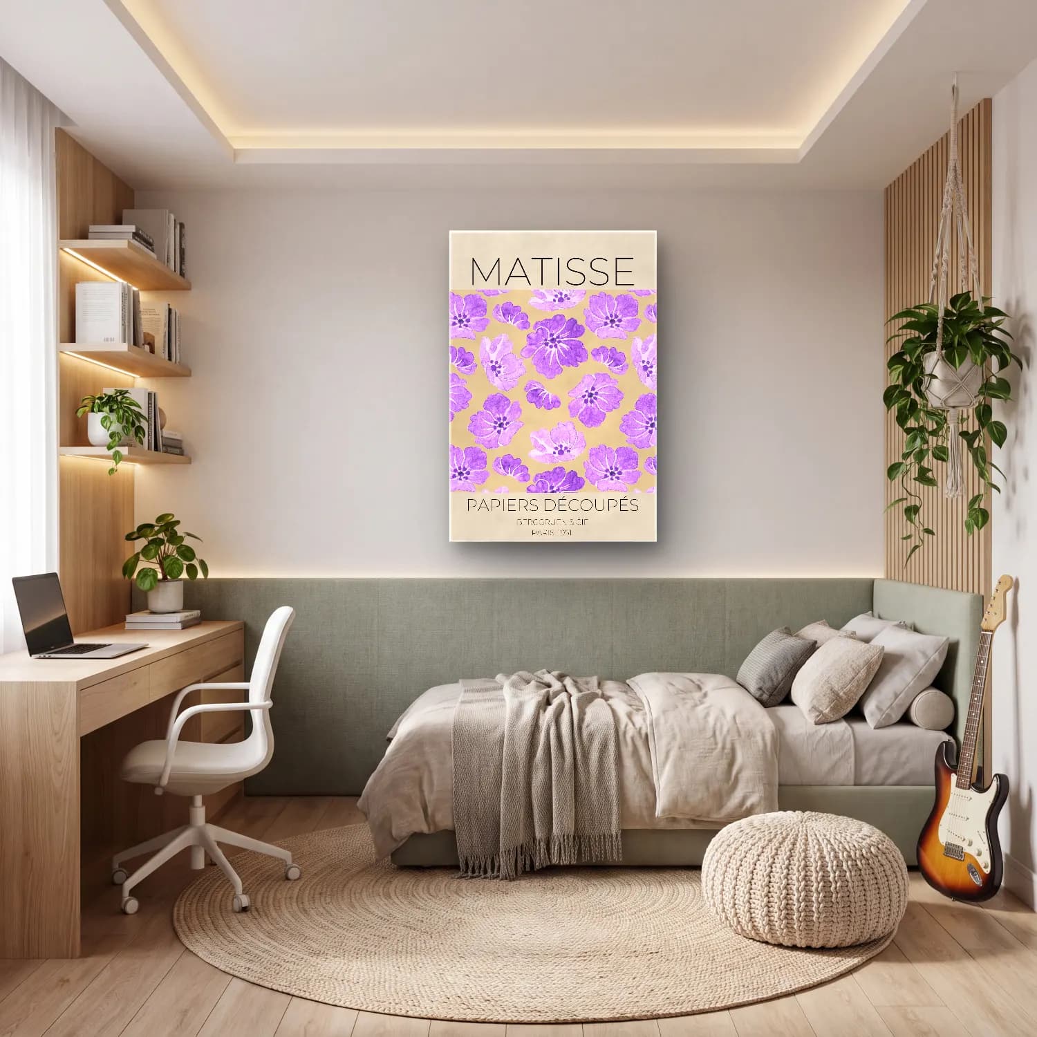 Pastel Çiçek Deseni No. 23 cam tablo — genç odasında