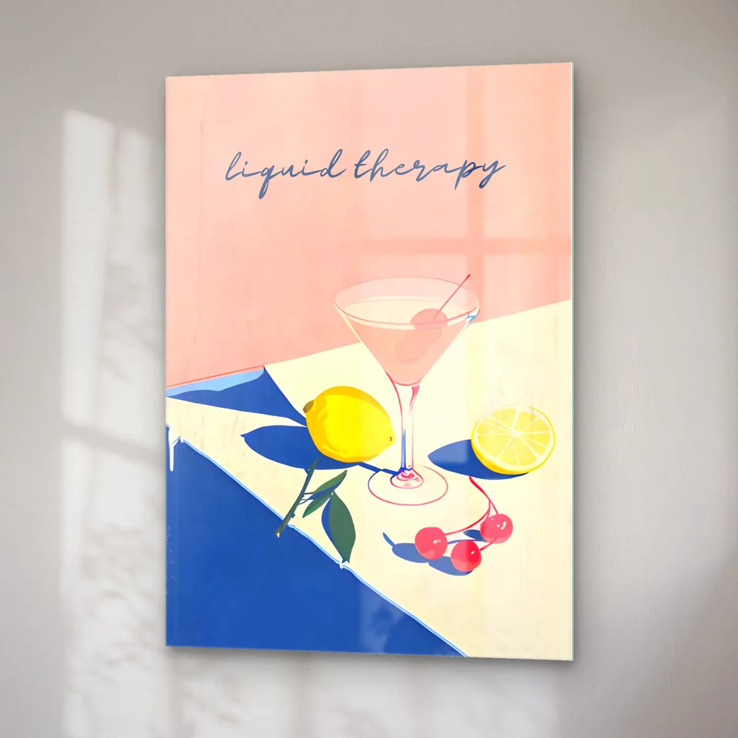 Pastel Kokteyl No. 9 cam tablo — sağ açıdan görünüm