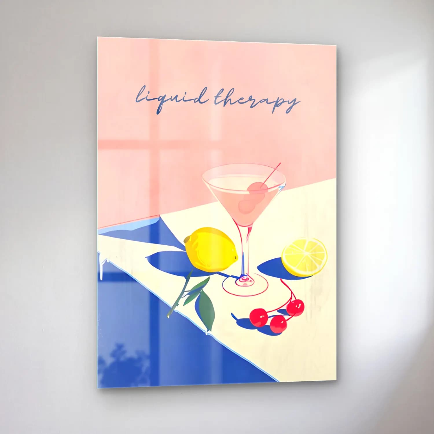 Pastel Kokteyl No. 9 cam tablo — sol açıdan görünüm