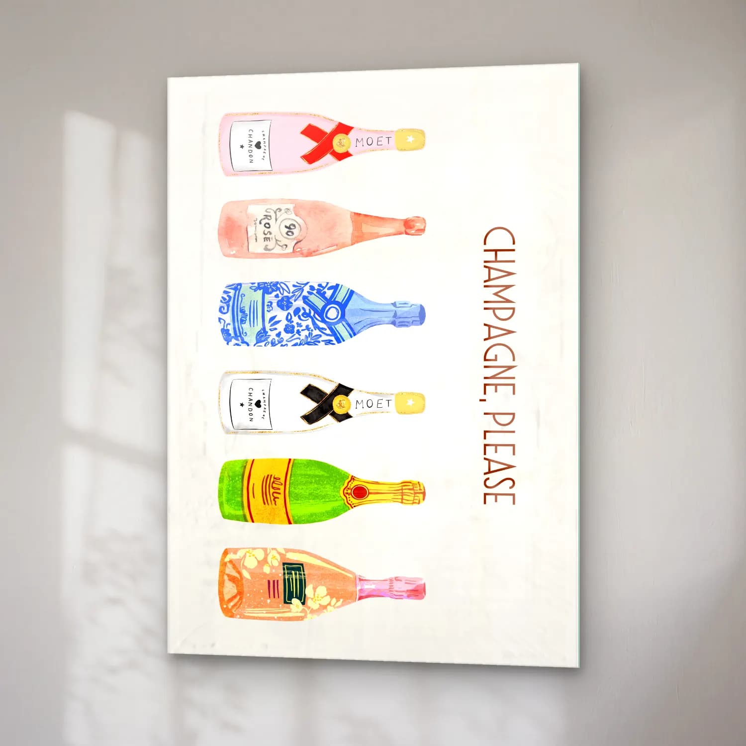 Pastel Şampanya No. 5 cam tablo — sağ açıdan görünüm