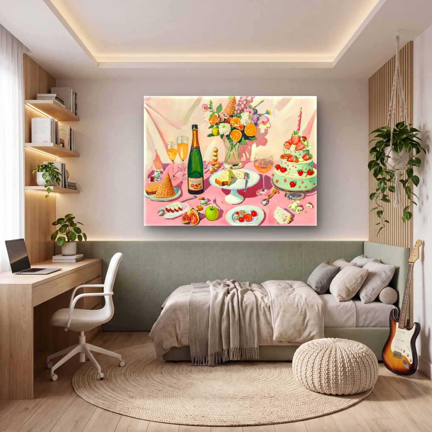 Pastel Tatlılar No. 2 cam tablo — genç odasında