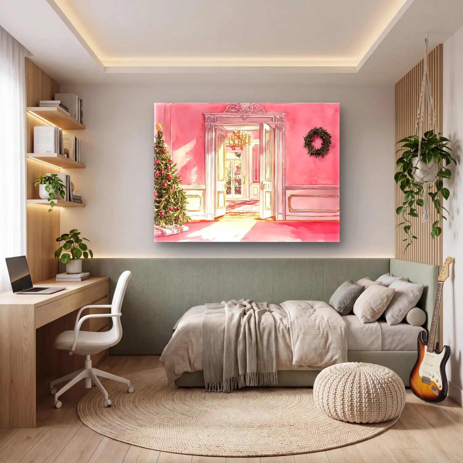 Pastel Kapı No. 2 cam tablo — genç odasında