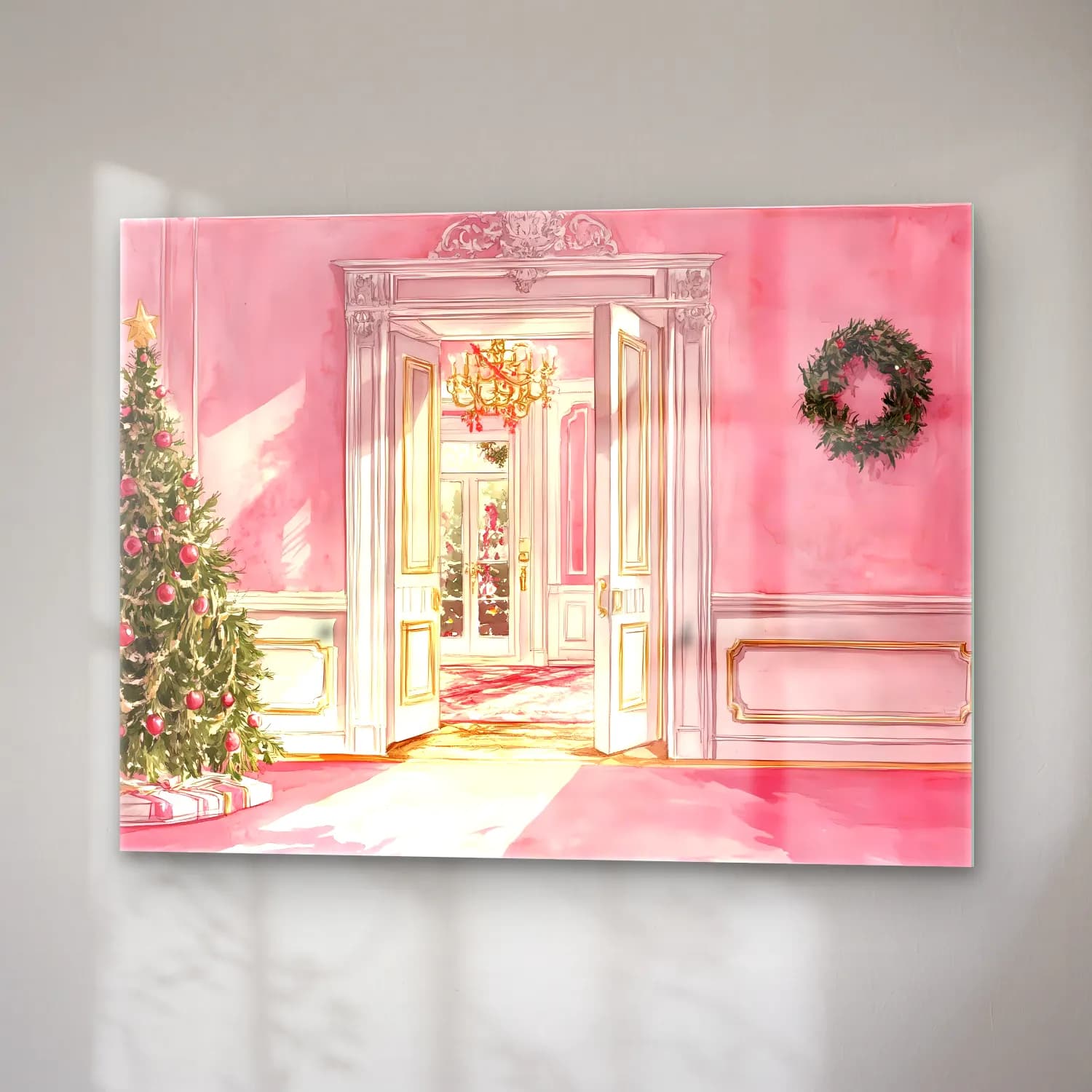 Pastel Kapı No. 2 cam tablo — sağ açıdan görünüm