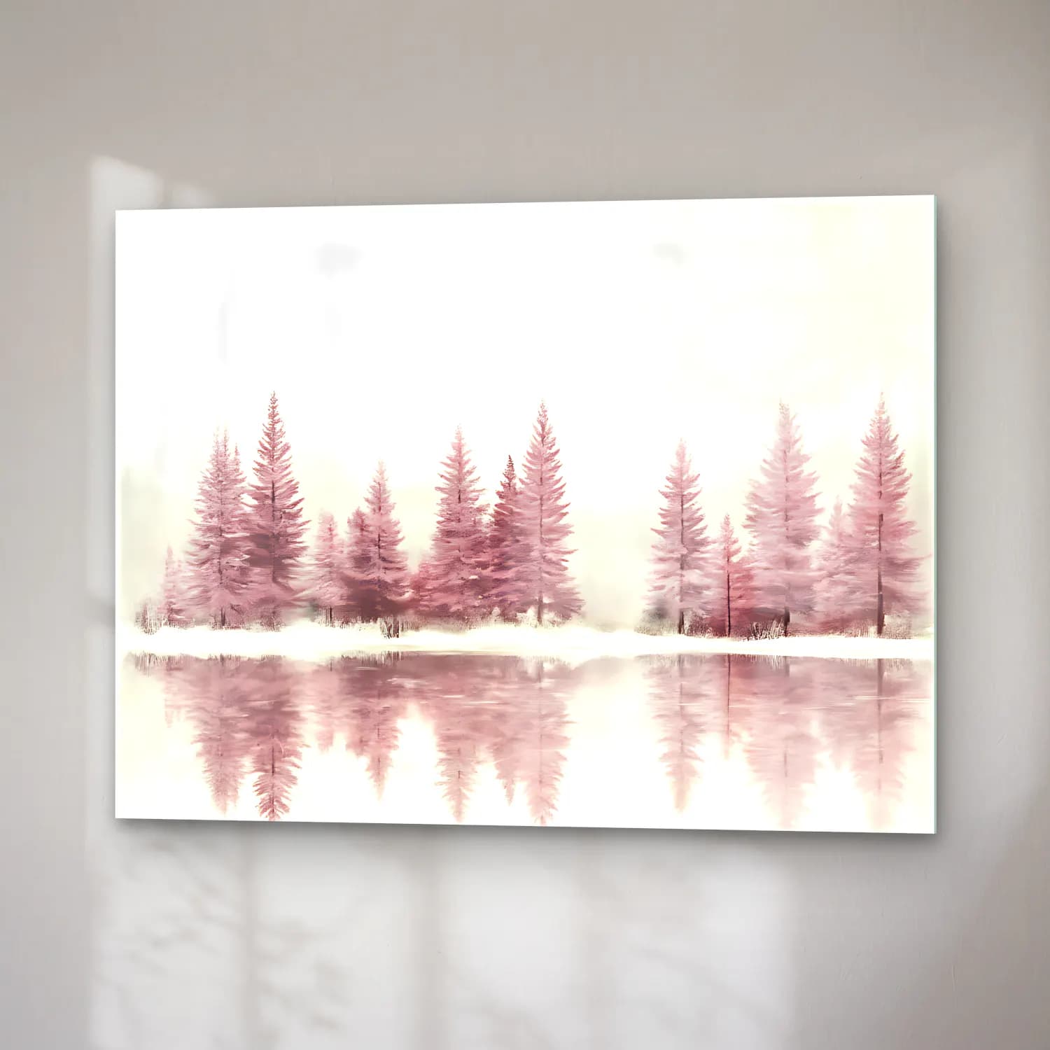 Pastel Karlı Kış Manzarası No. 6 cam tablo — sağ açıdan görünüm
