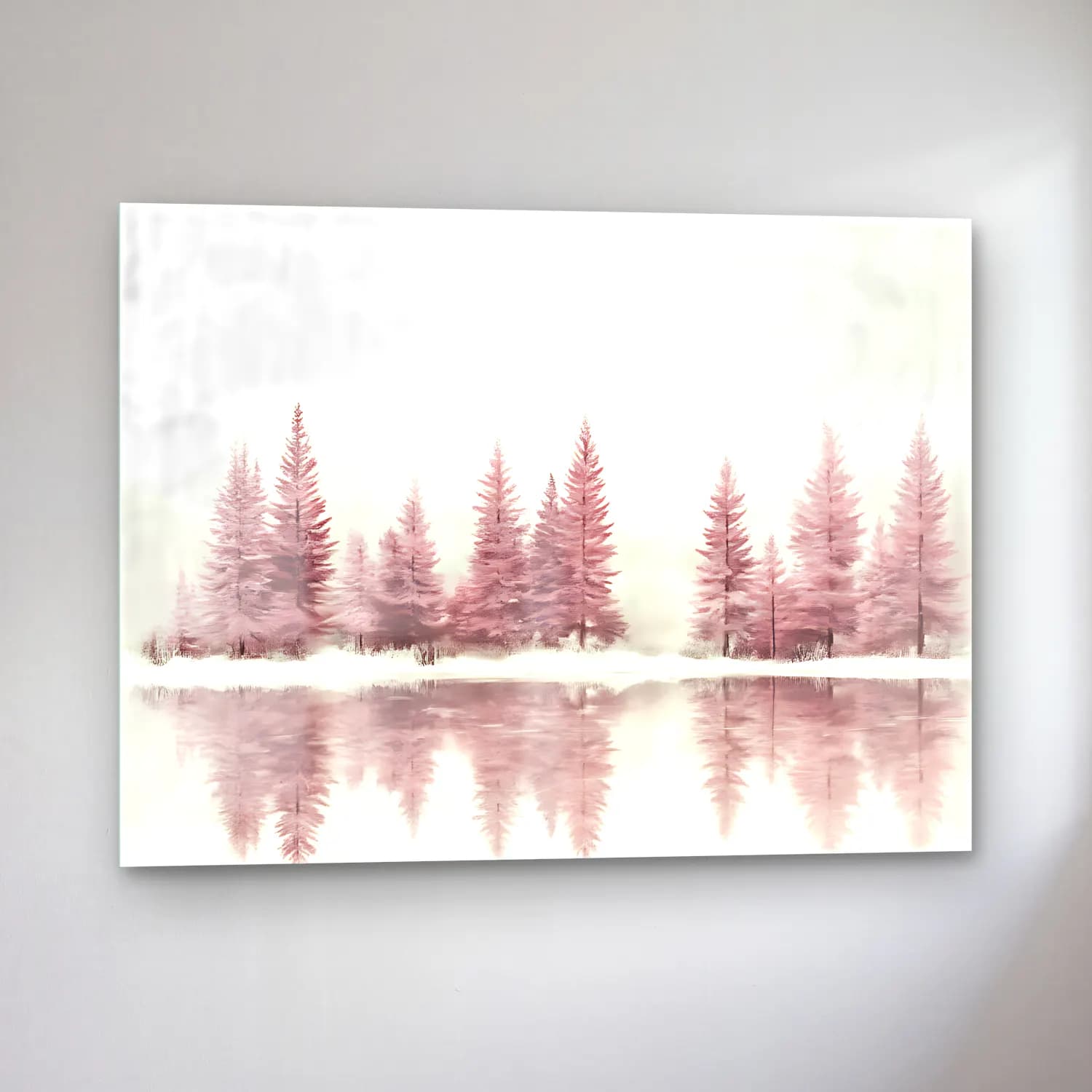 Pastel Karlı Kış Manzarası No. 6 cam tablo — sol açıdan görünüm