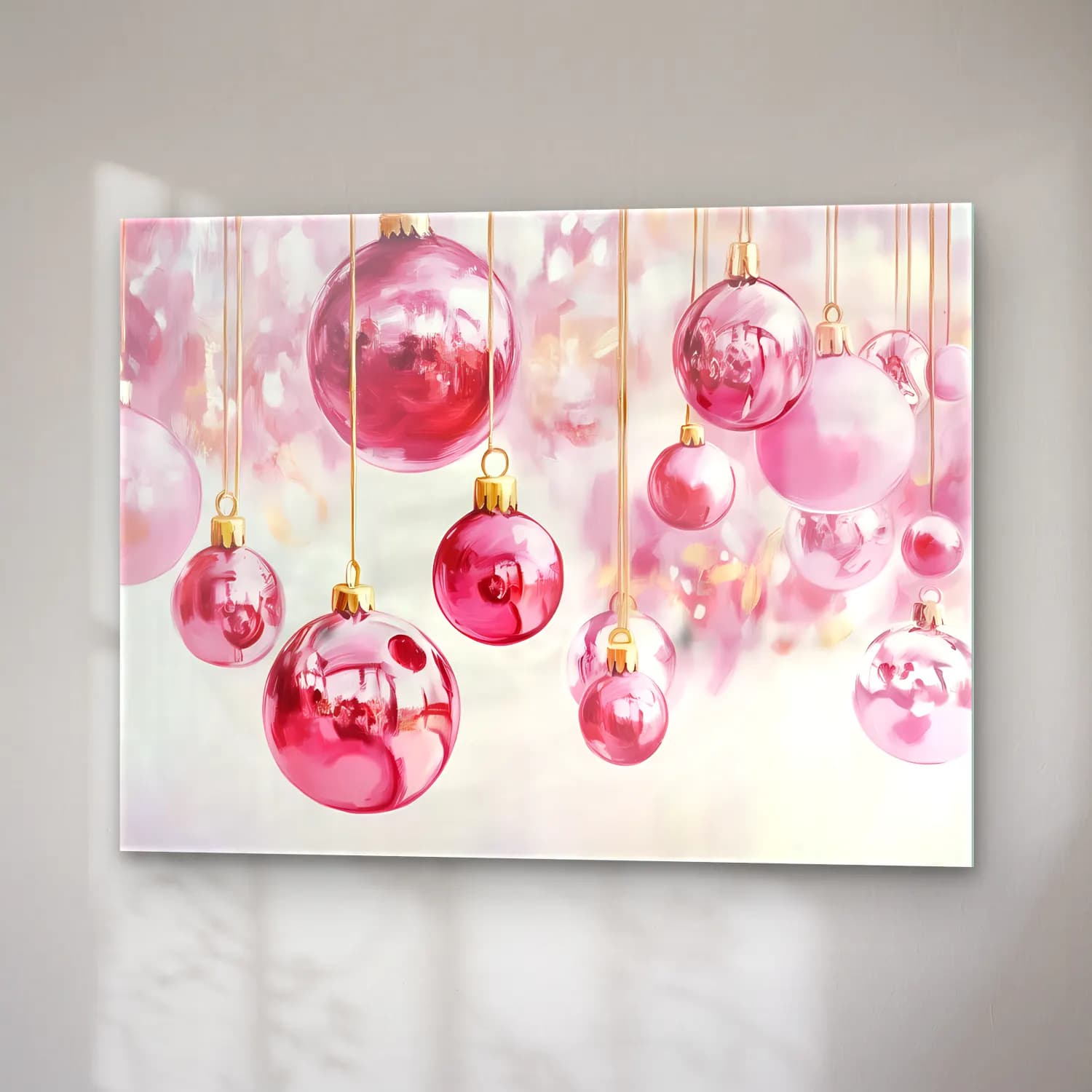 Pastel Yılbaşı Süsleri No. 4 cam tablo — sağ açıdan görünüm
