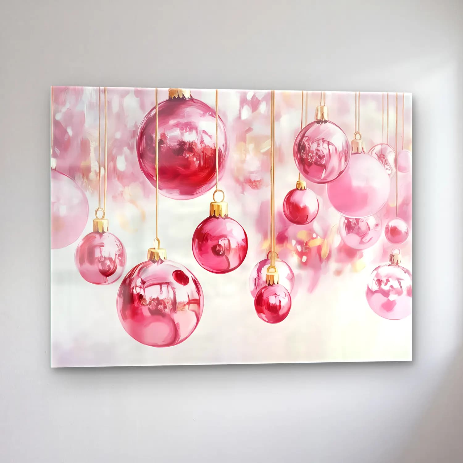 Pastel Yılbaşı Süsleri No. 4 cam tablo — sol açıdan görünüm