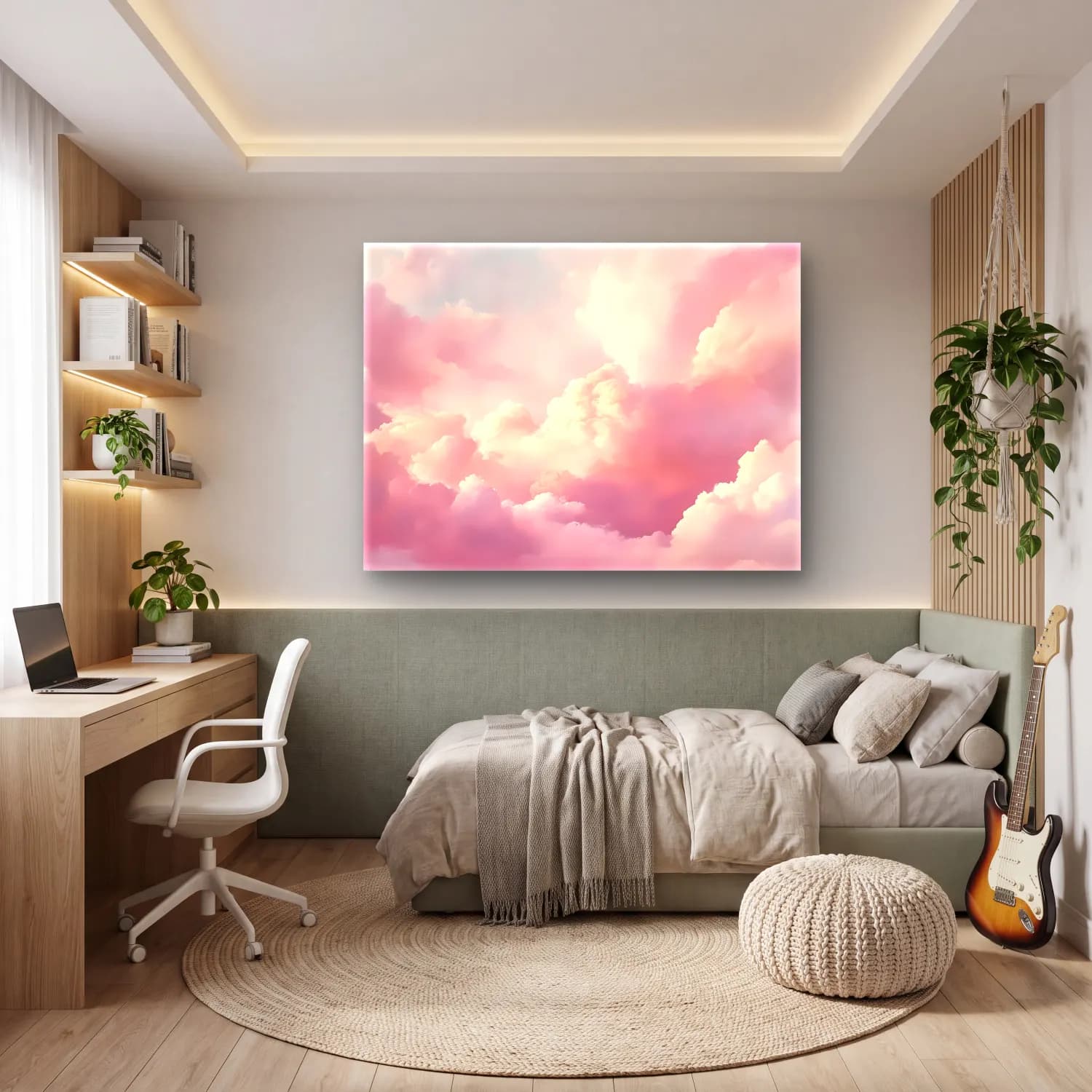 Pastel Gün Batımı Gökyüzü No. 7 cam tablo — genç odasında