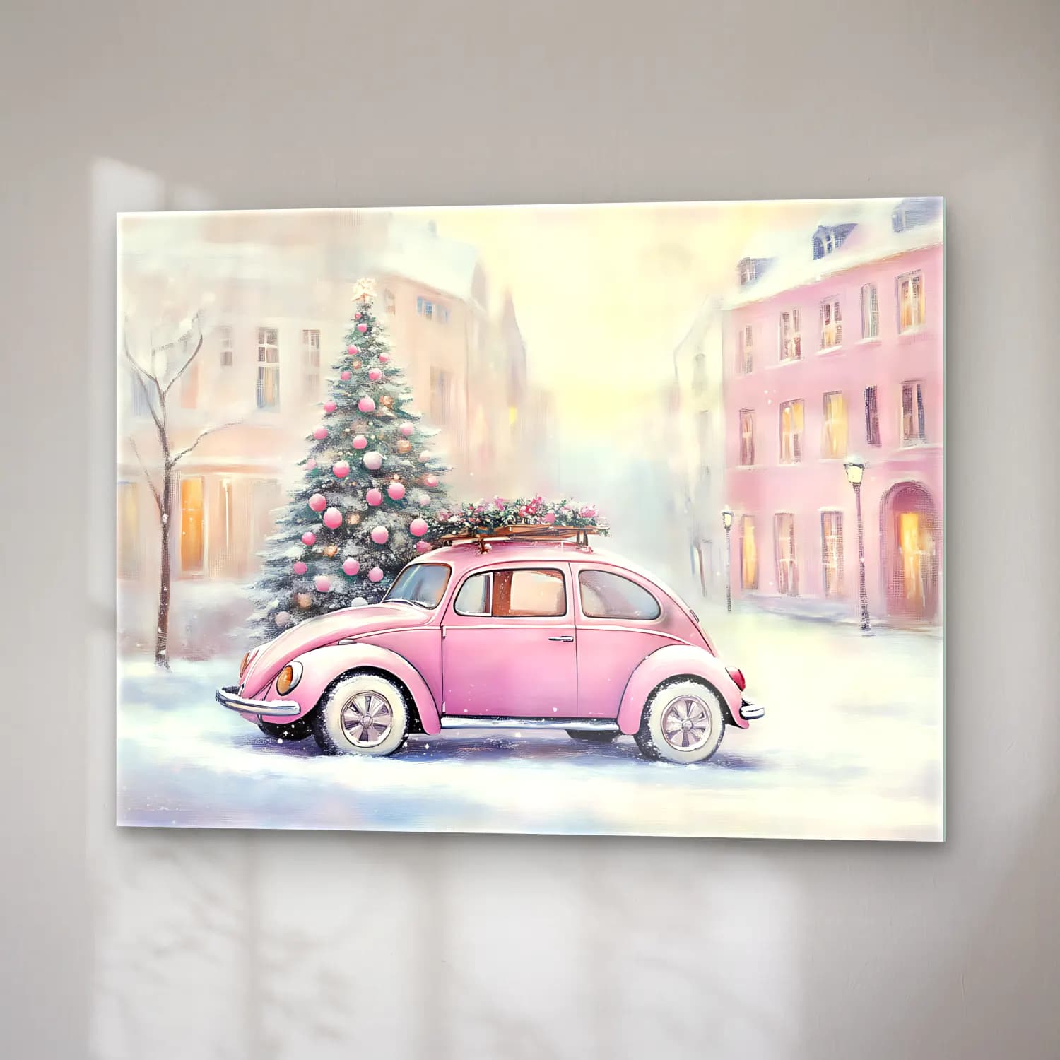 Pastel Yılbaşı Ağacı No. 5 cam tablo — sağ açıdan görünüm