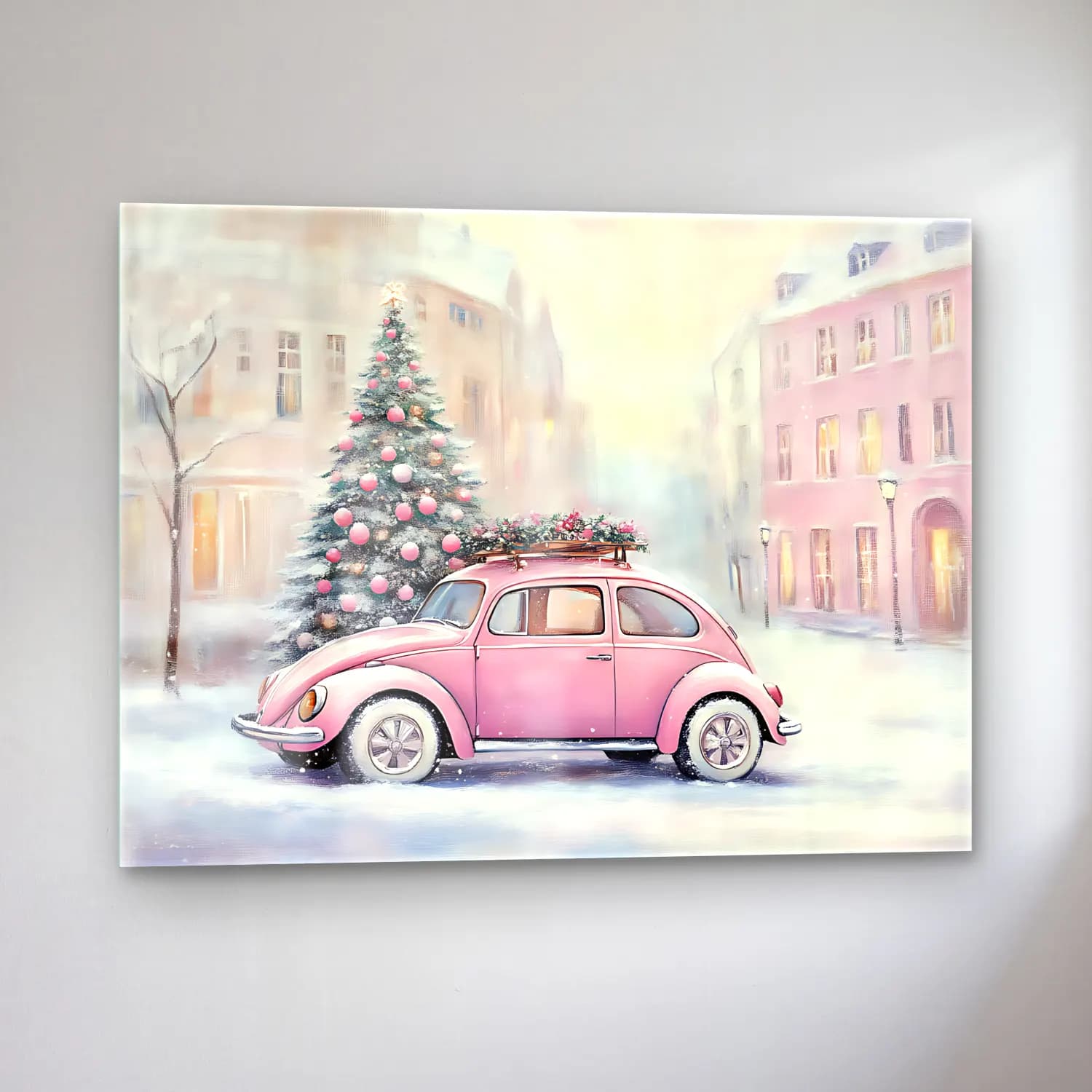 Pastel Yılbaşı Ağacı No. 5 cam tablo — sol açıdan görünüm