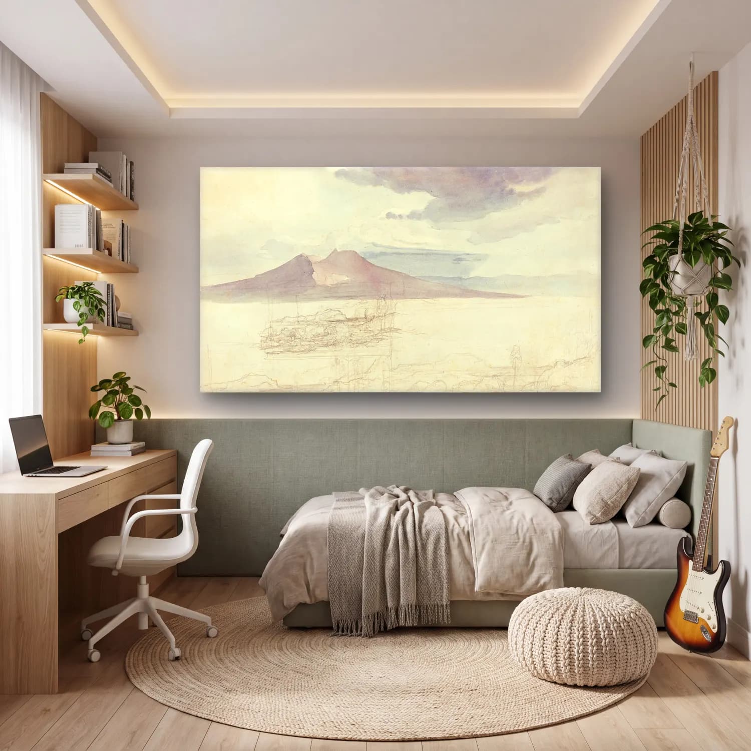 Carl Rottmann – Panoramic Views of Vesuvius and Monte Pellegrino cam tablo — genç odasında