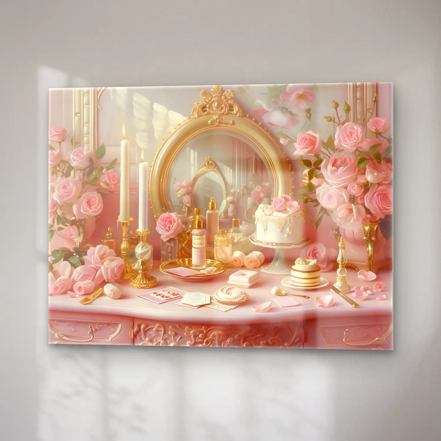 Pastel Tatlılar No. 3 cam tablo — sağ açıdan görünüm