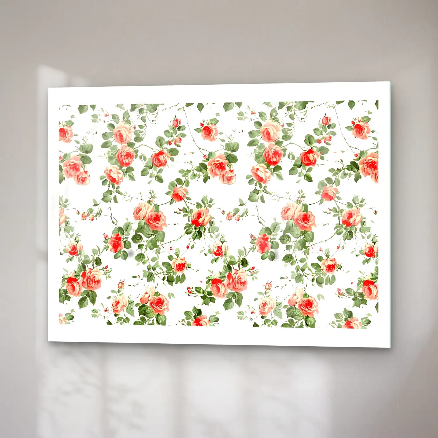 Pastel Çiçek Deseni No. 35 cam tablo — sağ açıdan görünüm