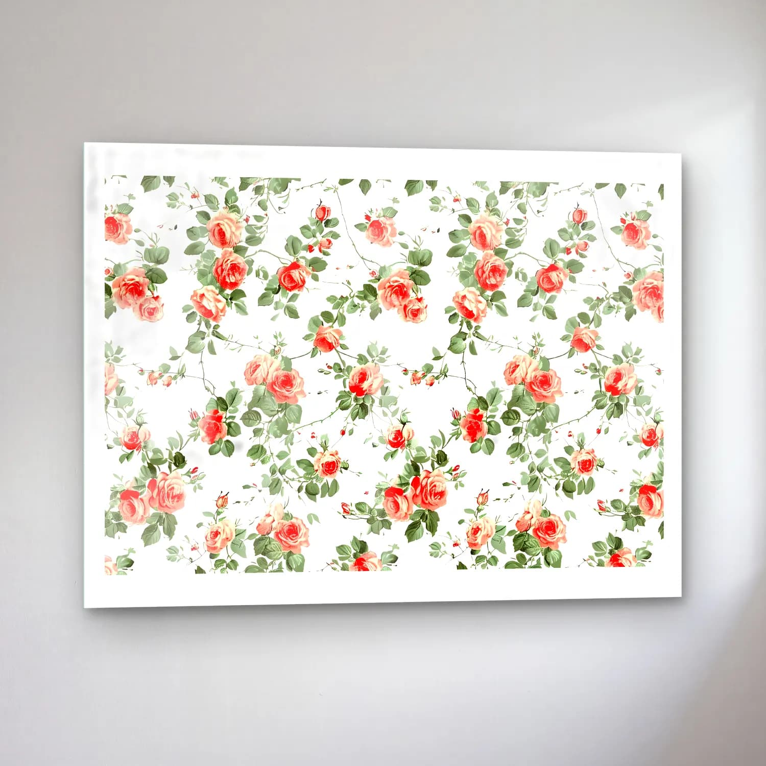 Pastel Çiçek Deseni No. 35 cam tablo — sol açıdan görünüm