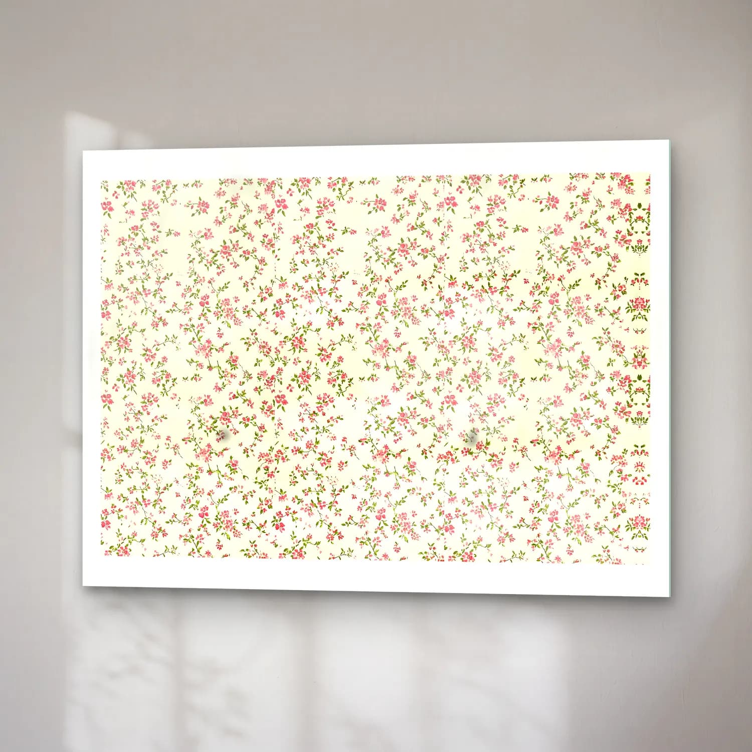Pastel Çiçek Deseni No. 36 cam tablo — sağ açıdan görünüm