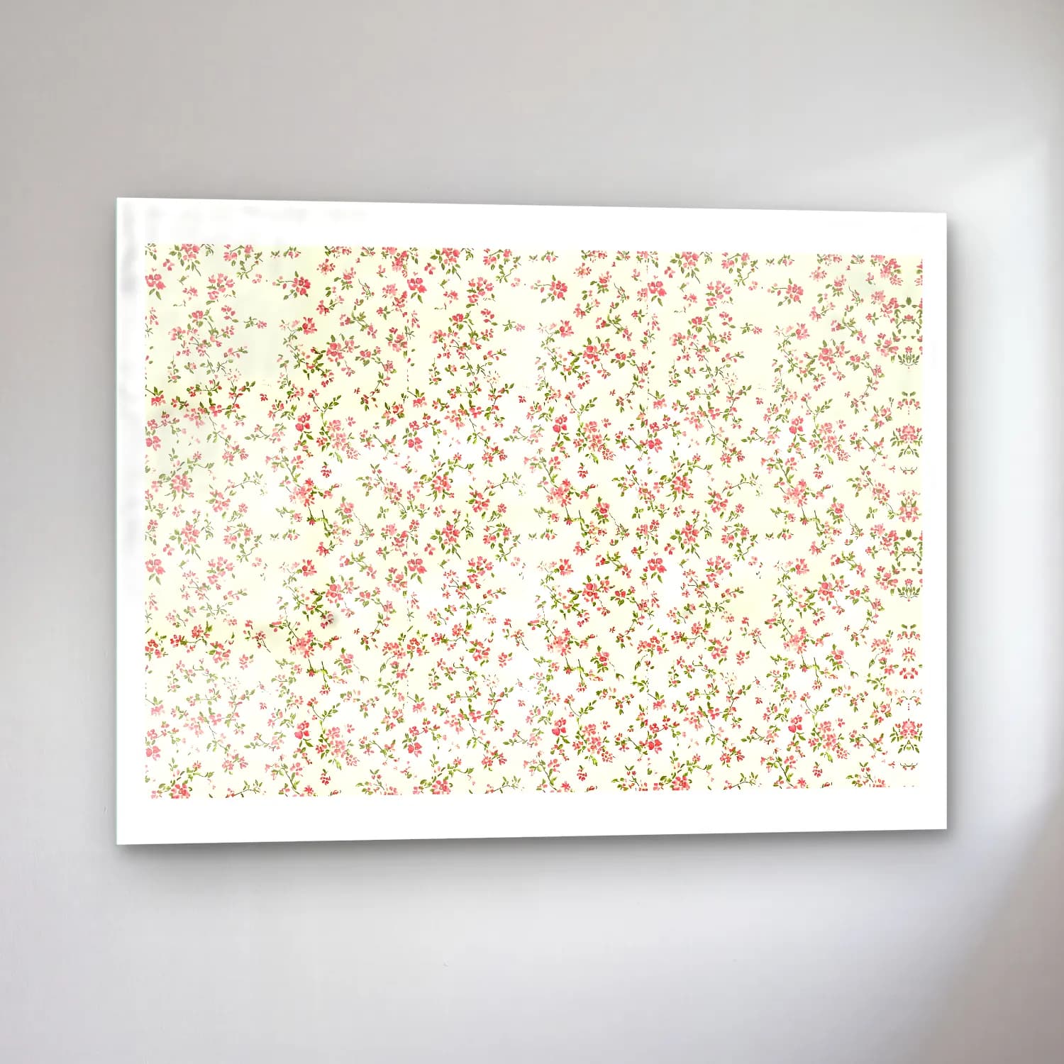 Pastel Çiçek Deseni No. 36 cam tablo — sol açıdan görünüm
