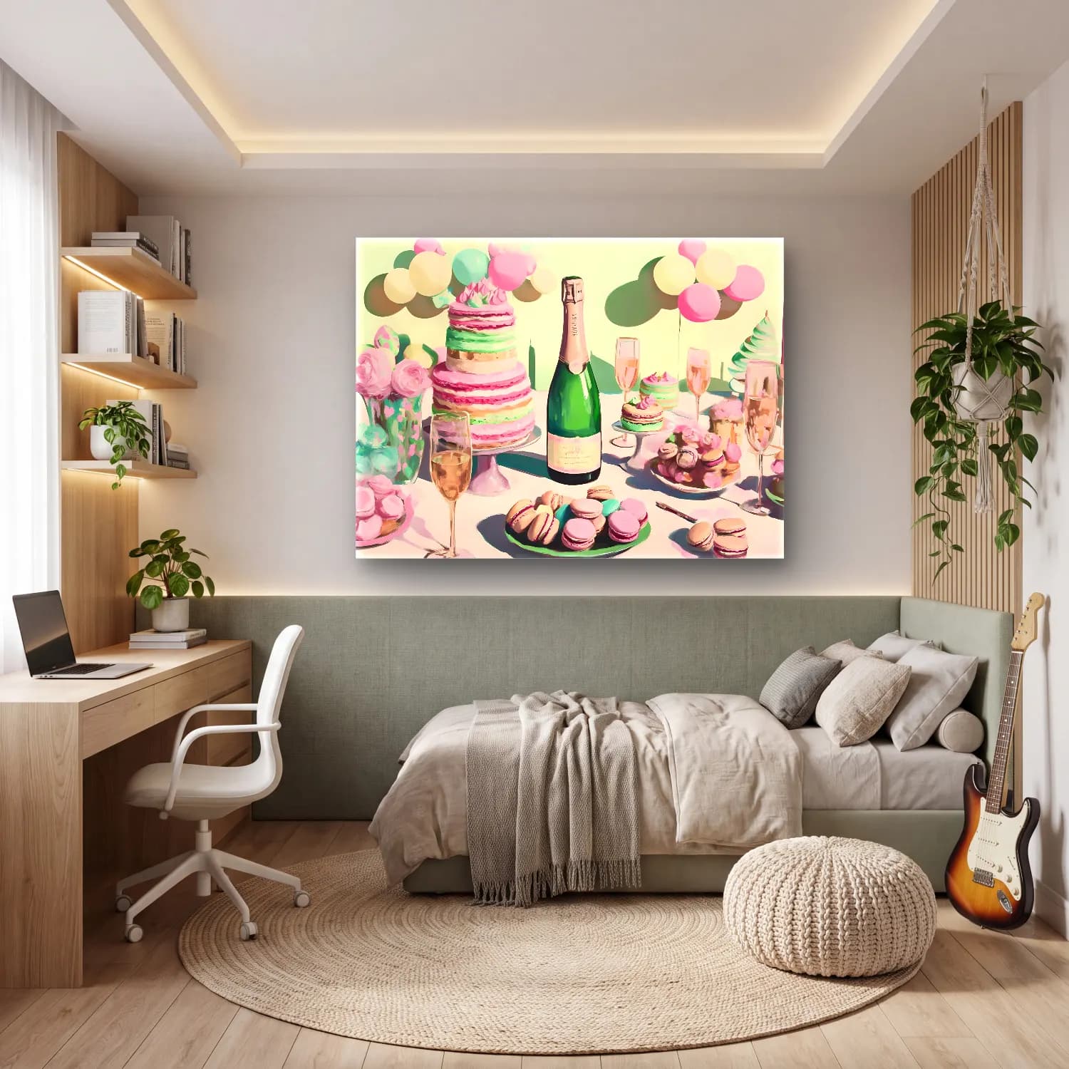 Pastel Tatlılar No. 4 cam tablo — genç odasında