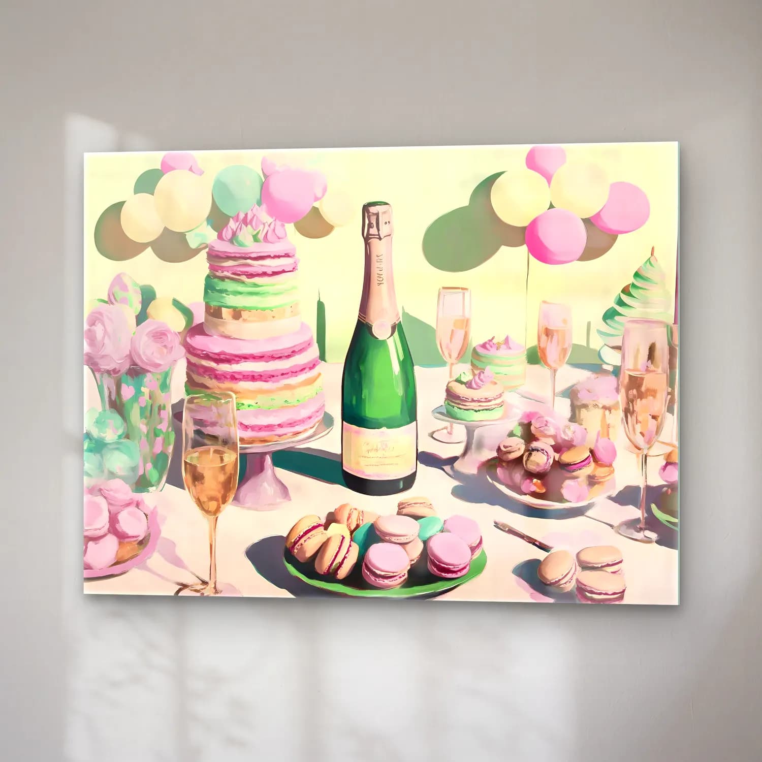 Pastel Tatlılar No. 4 cam tablo — sağ açıdan görünüm