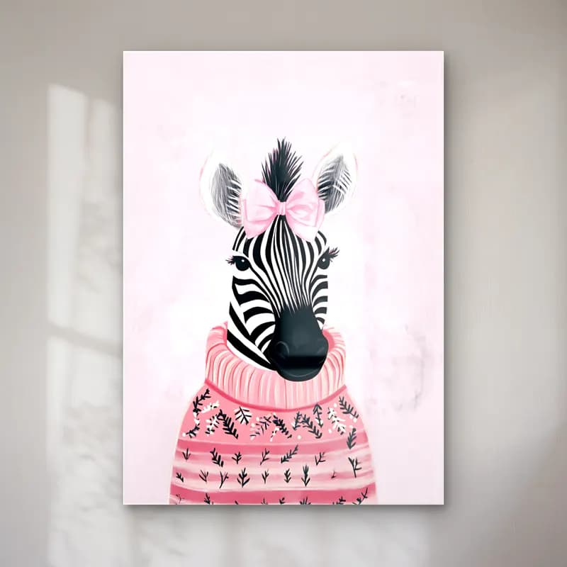 Sevimli İllüstrasyon Zebra – Pembe Tonlar cam tablo — Sevimli İllüstrasyon Zebra – Pembe Tonlar — sevimli i̇llüstrasyon zebra
