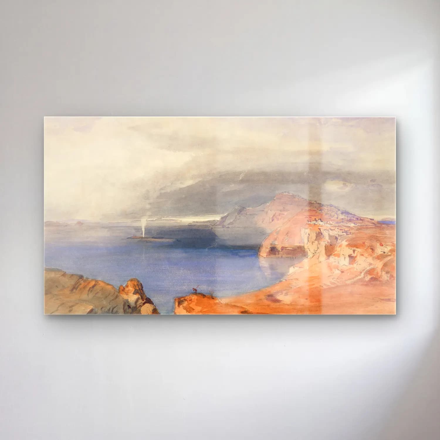 Carl Rottmann – Santorini (Thira) (ca. 1843) cam tablo — Carl Rottmann – Santorini (Thira) (ca. 1843) — suluboya i̇talyan sahili