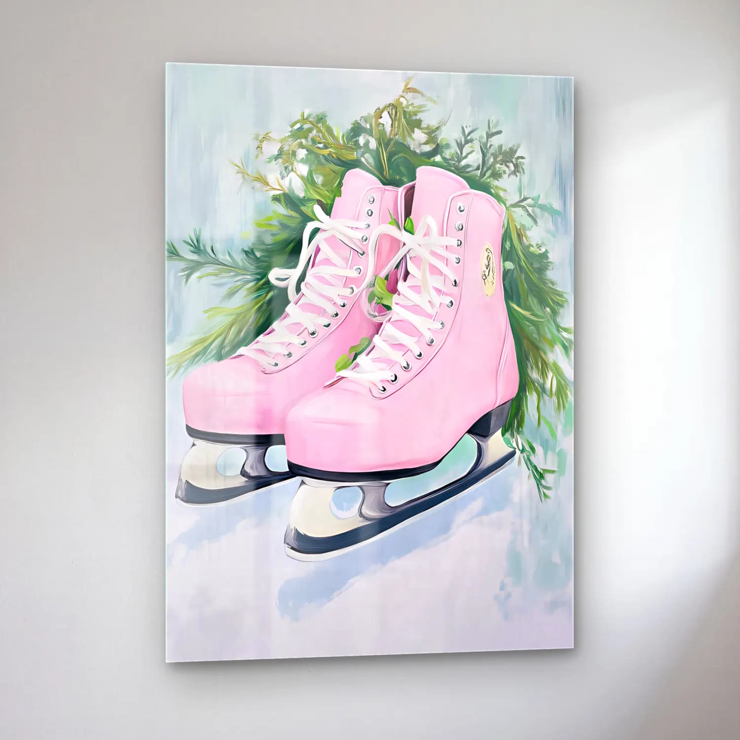 Pastel Yılbaşı Ağacı No. 7 cam tablo — sol açıdan görünüm
