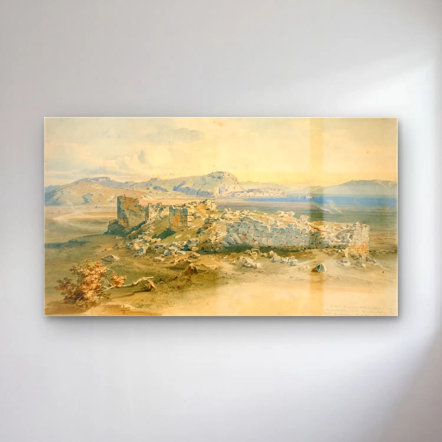 Carl Rottmann – Tiryns cam tablo — Carl Rottmann – Tiryns — suluboya antik kalıntılar