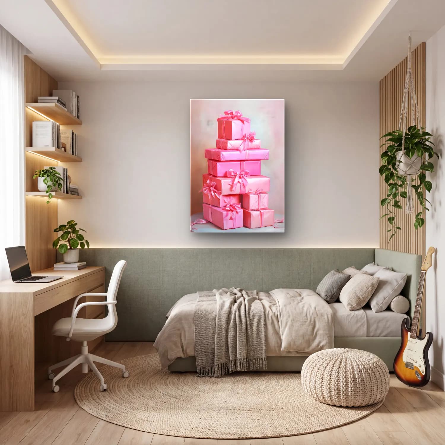 Pastel Hediye Paketleri No. 5 cam tablo — genç odasında