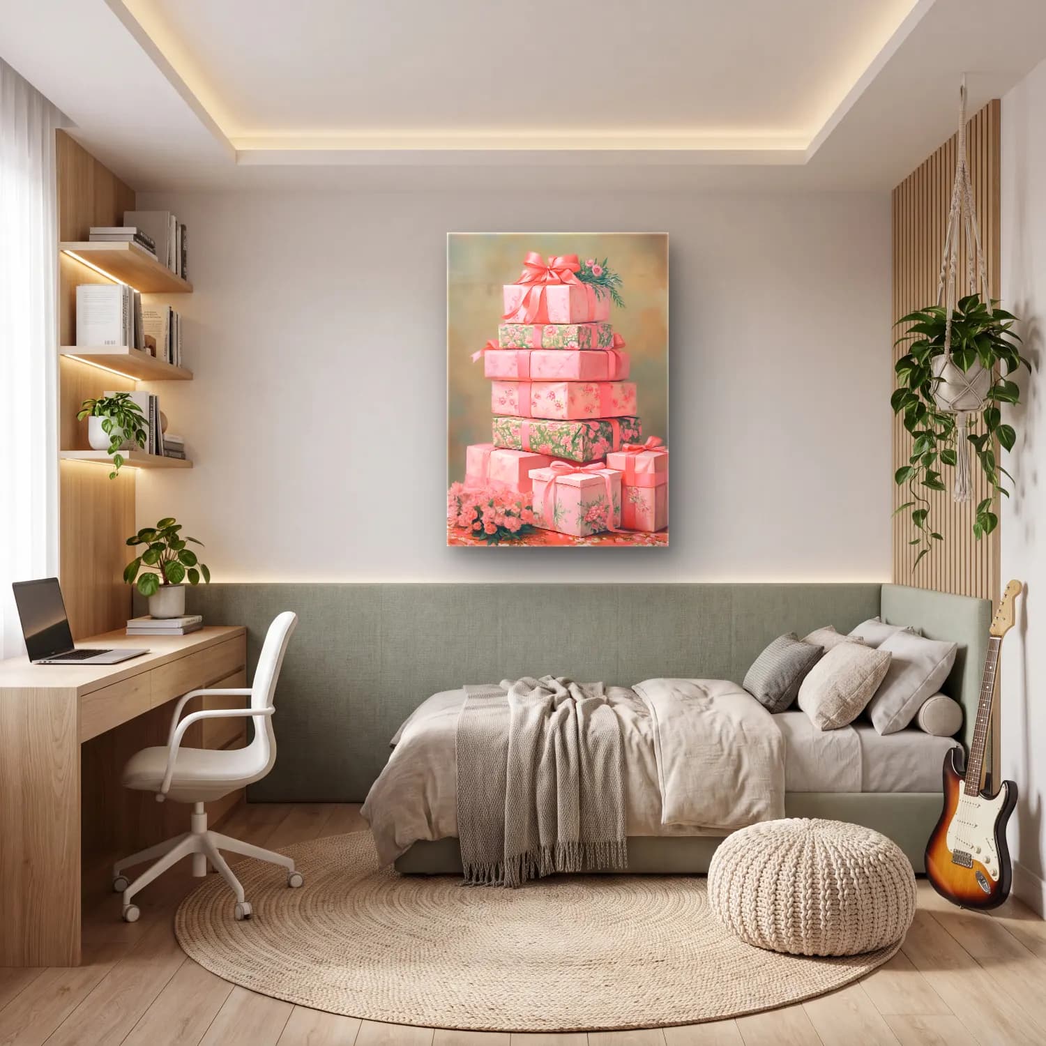 Pastel Hediye Paketleri No. 6 cam tablo — genç odasında