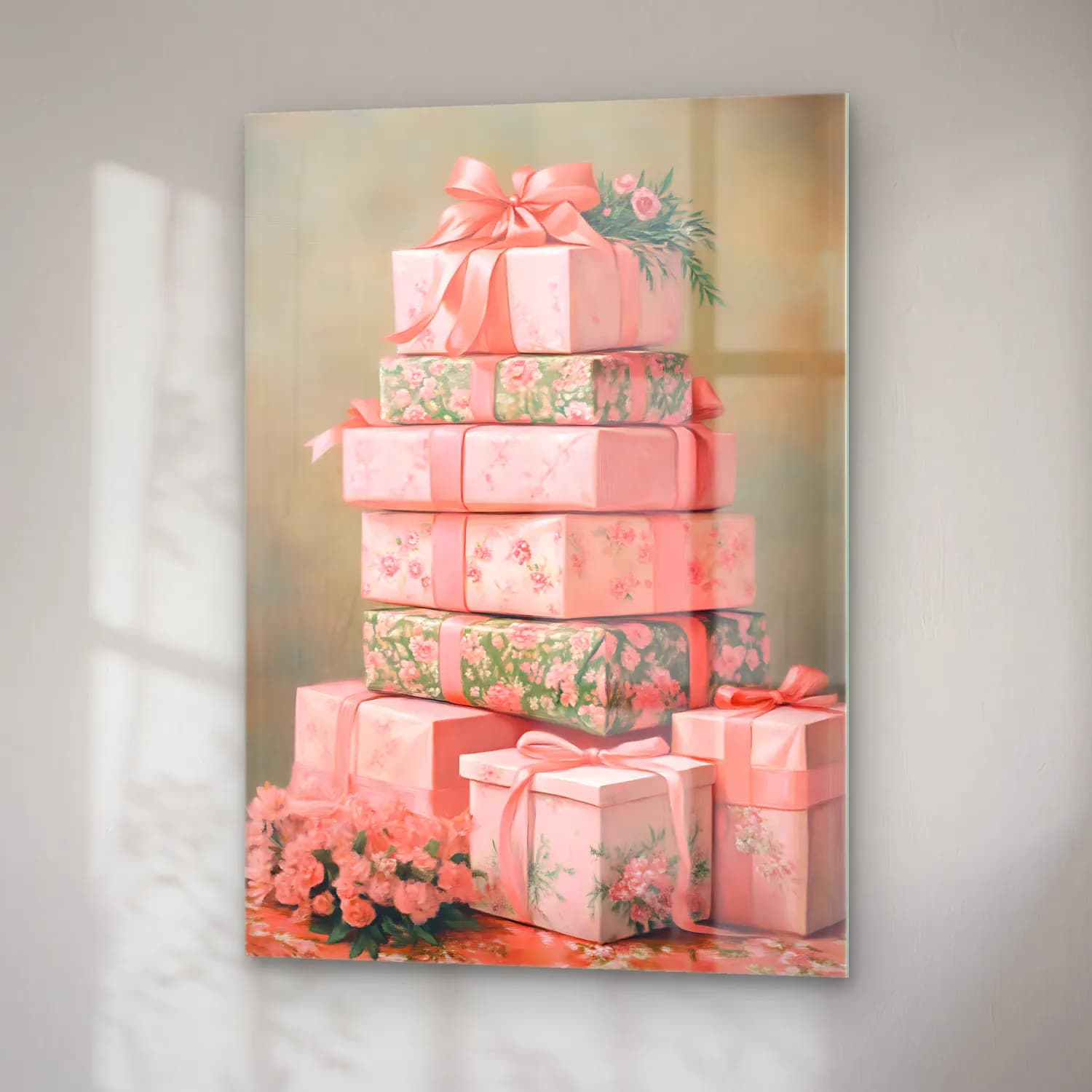 Pastel Hediye Paketleri No. 6 cam tablo — sağ açıdan görünüm