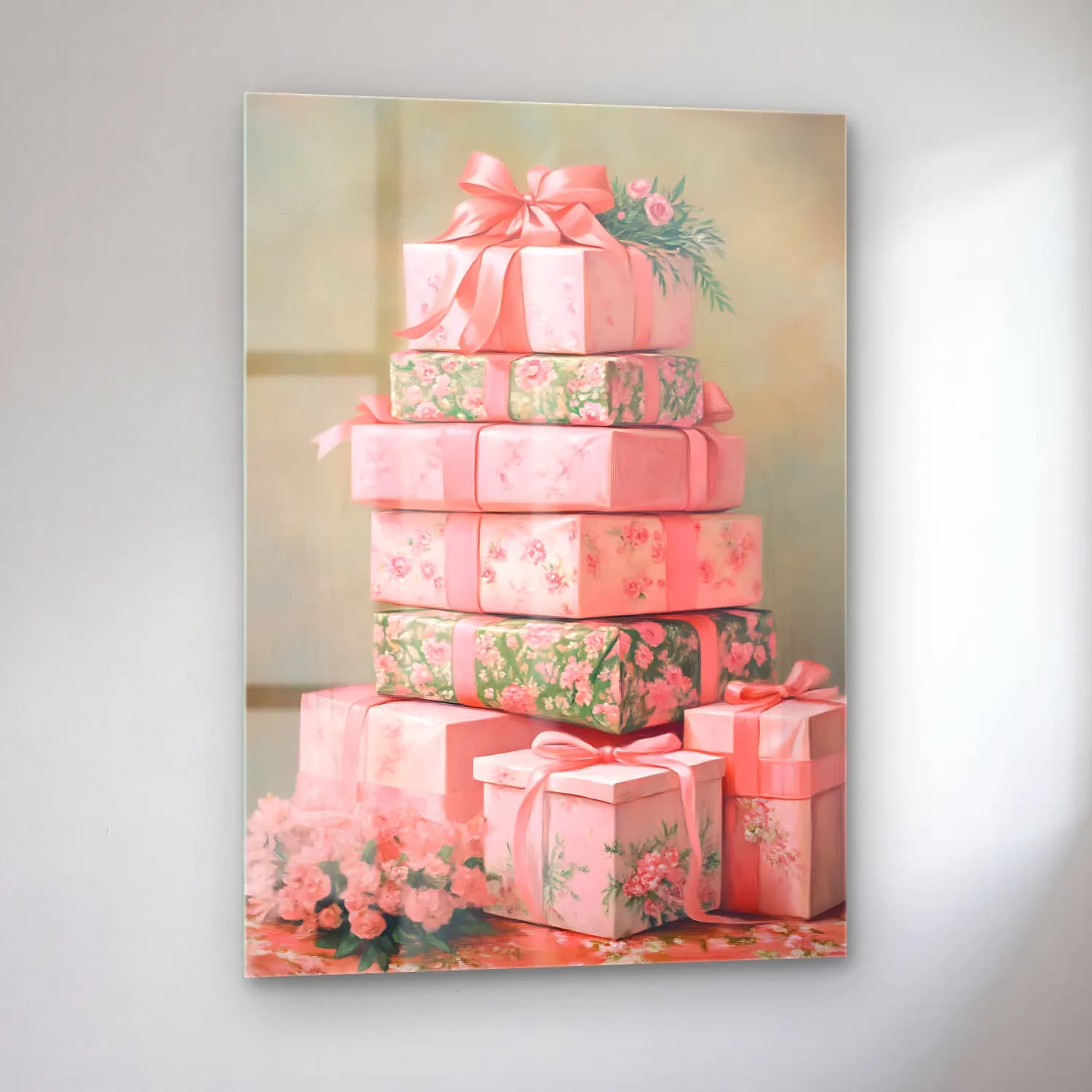 Pastel Hediye Paketleri No. 6 cam tablo — sol açıdan görünüm