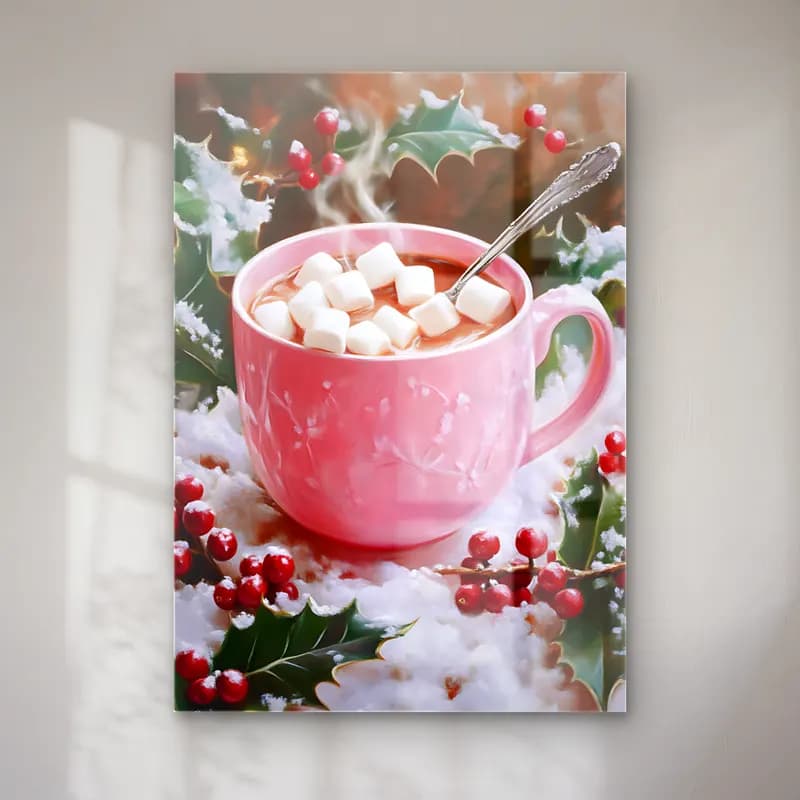 Yağlı Boya Çay Fincanı – Pembe Tonlar cam tablo — Yağlı Boya Çay Fincanı – Pembe Tonlar — yağlı boya çay fincanı