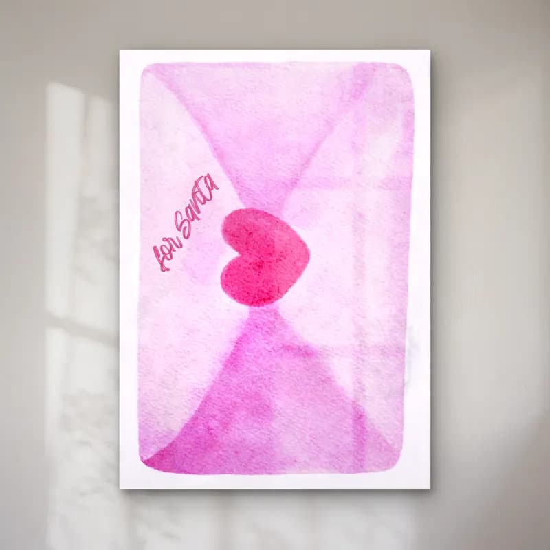 Suluboya Noel Baba – Pembe Tonlar cam tablo — Suluboya Noel Baba – Pembe Tonlar — suluboya noel baba