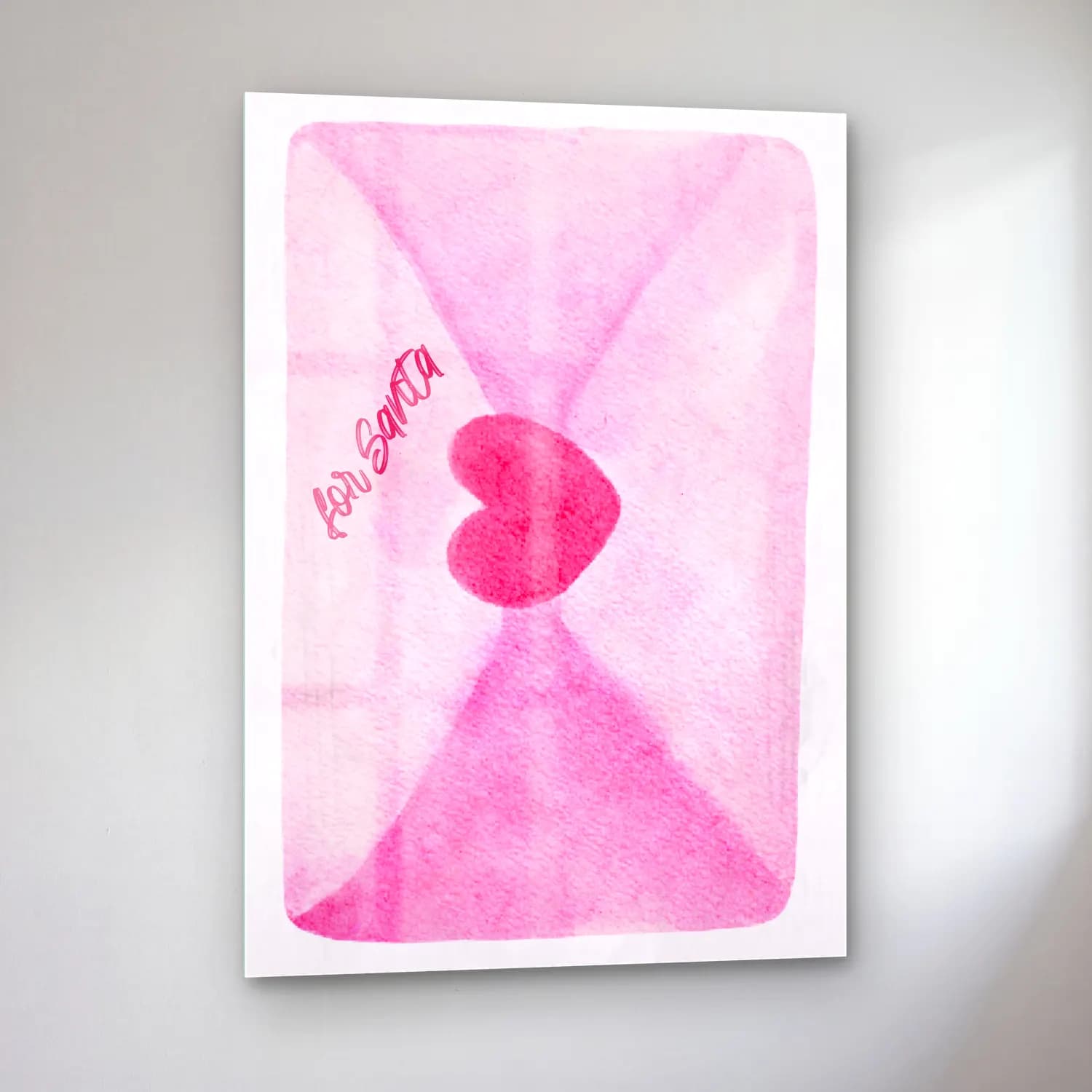 Suluboya Noel Baba – Pembe Tonlar cam tablo — sol açıdan görünüm