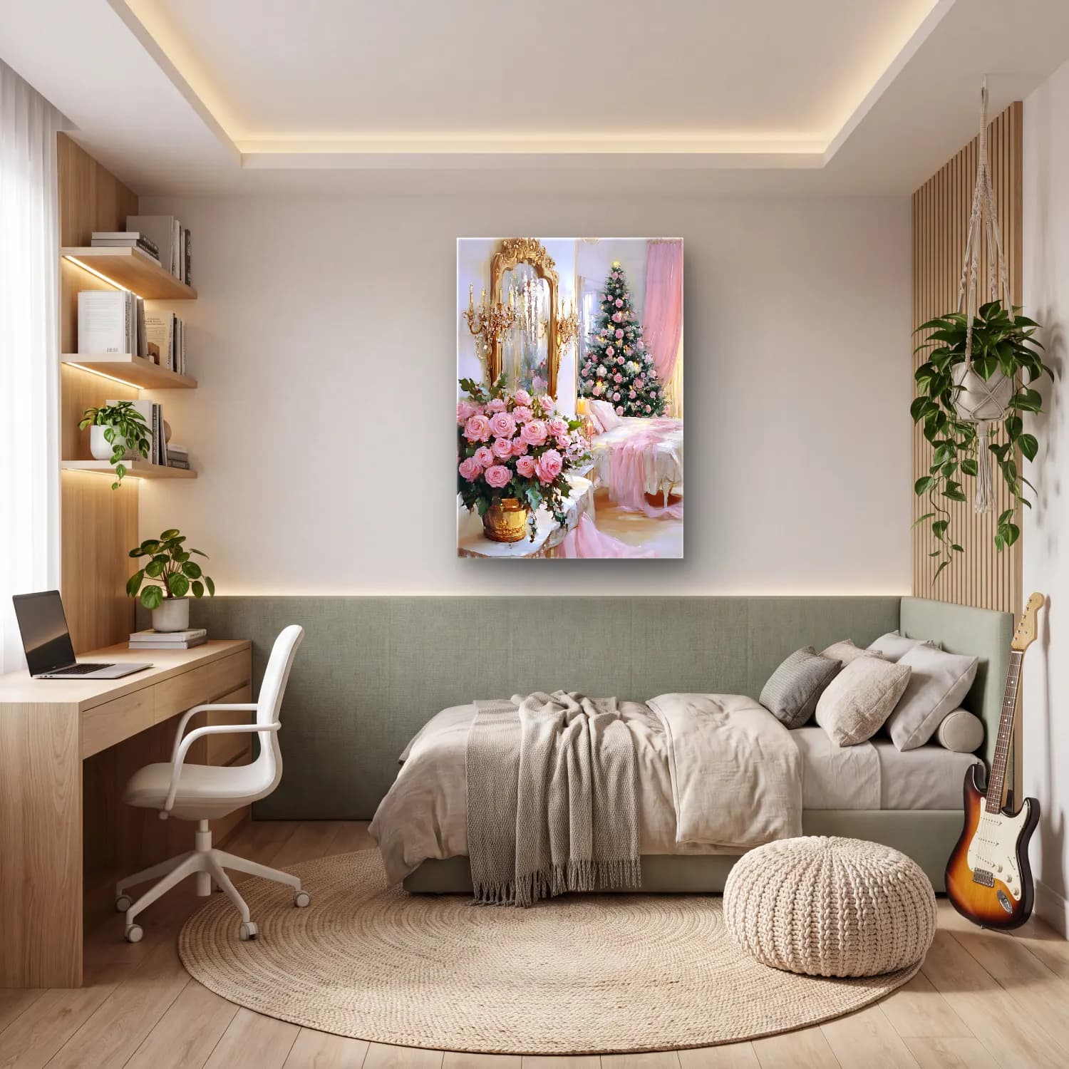 Pastel Güller No. 4 cam tablo — genç odasında