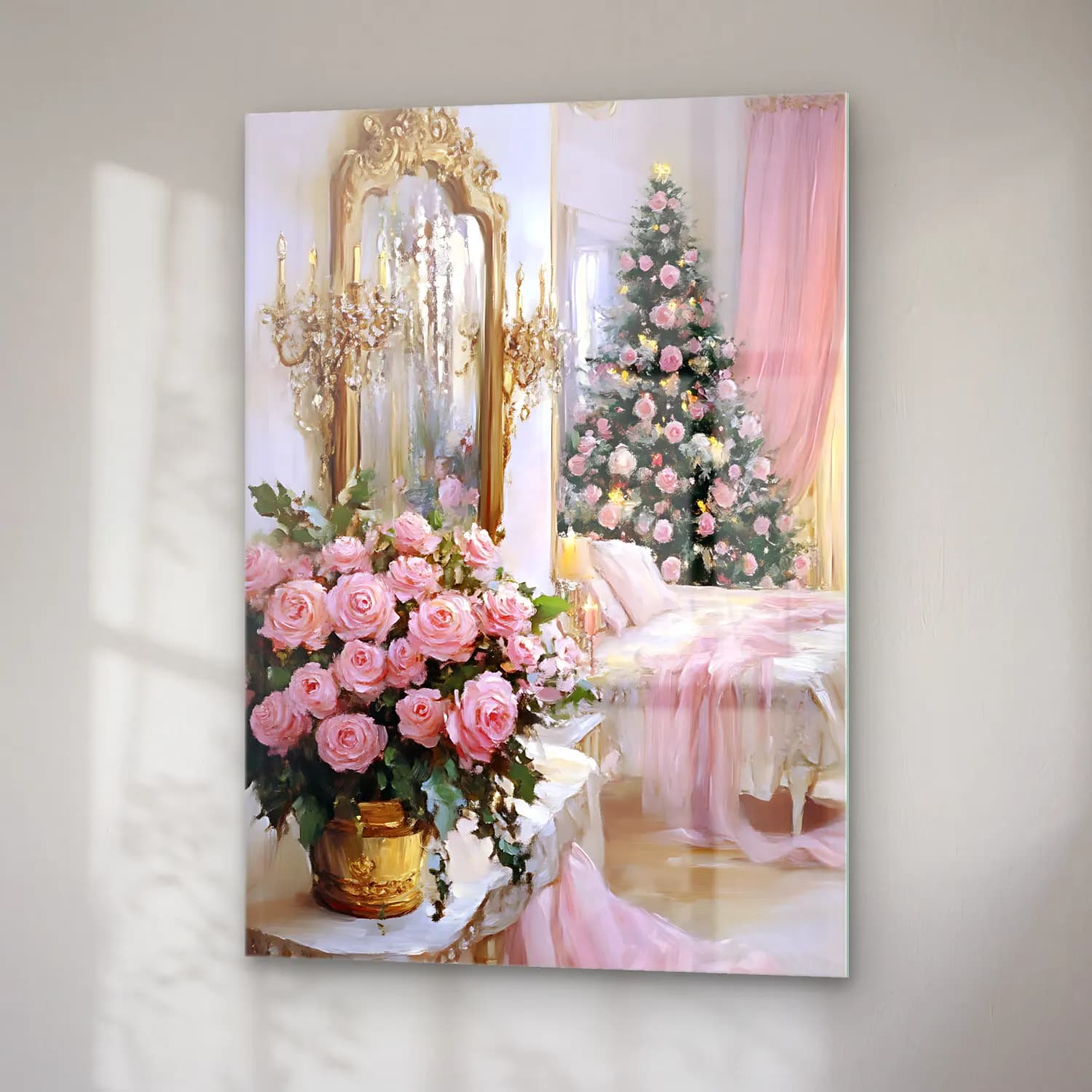 Pastel Güller No. 4 cam tablo — sağ açıdan görünüm