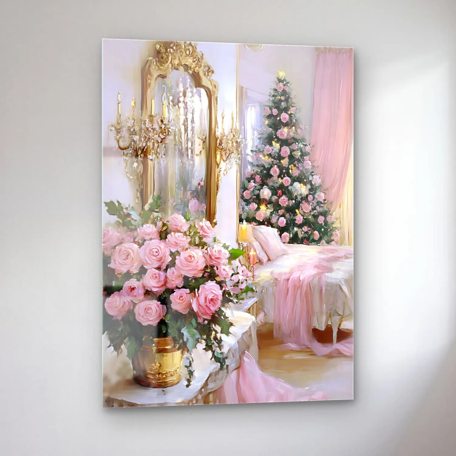 Pastel Güller No. 4 cam tablo — sol açıdan görünüm