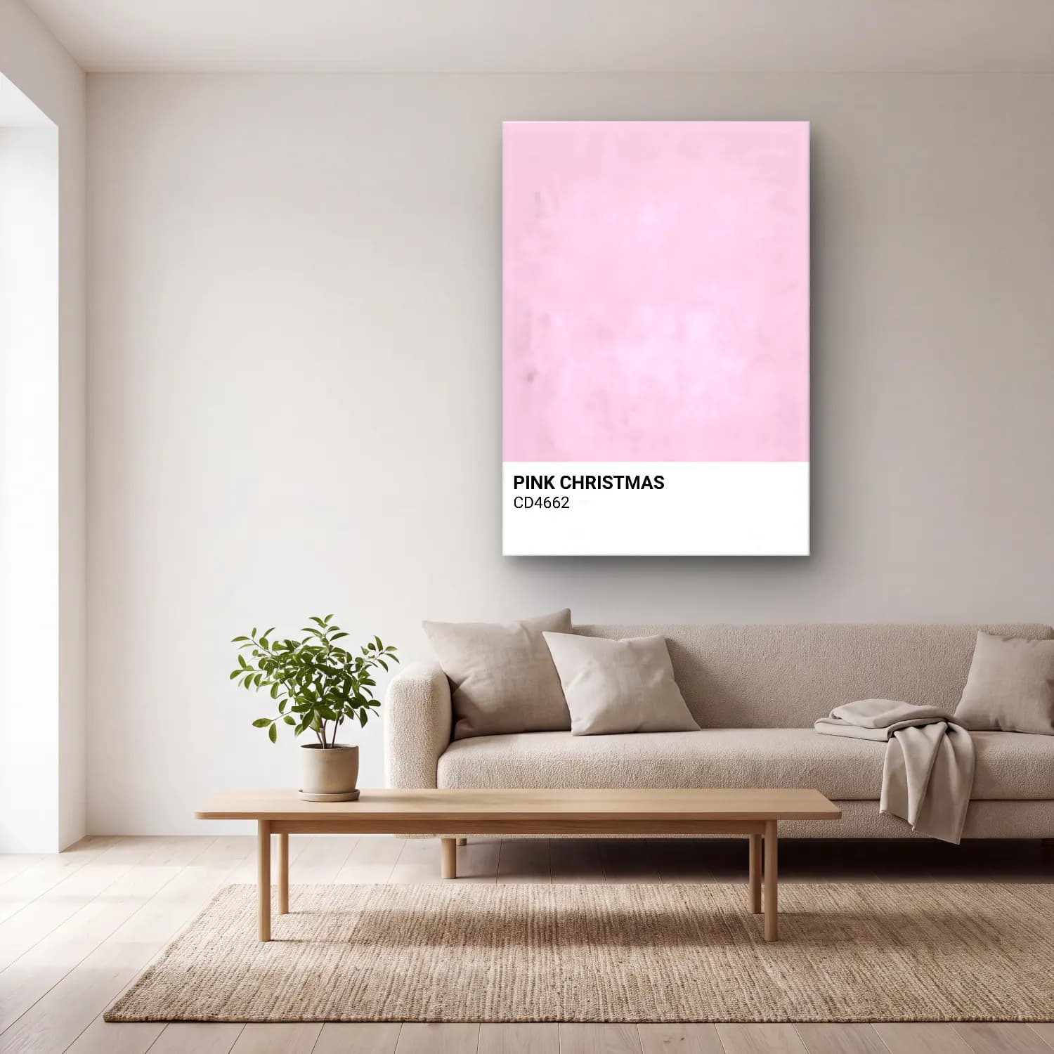 Pastel Yılbaşı Ağacı No. 12 cam tablo — açık renk salonda
