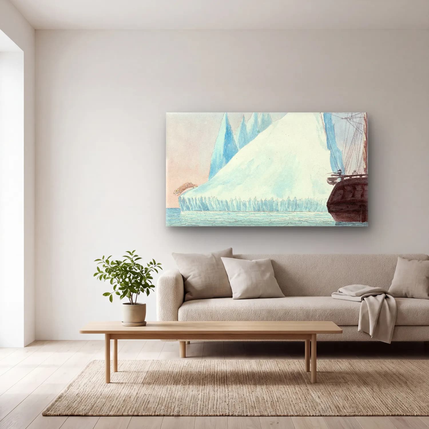 Charles Hamilton Smith – An Iceberg and Polar Bear Shot at cam tablo — açık renk salonda