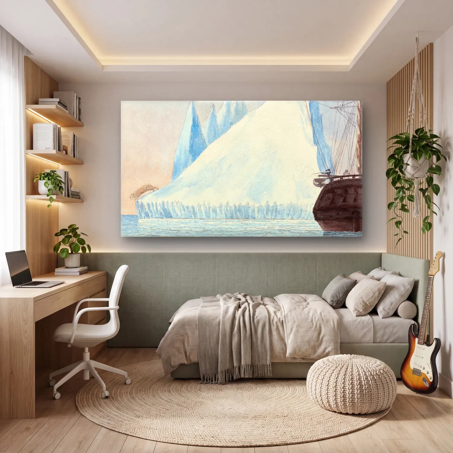 Charles Hamilton Smith – An Iceberg and Polar Bear Shot at cam tablo — genç odasında