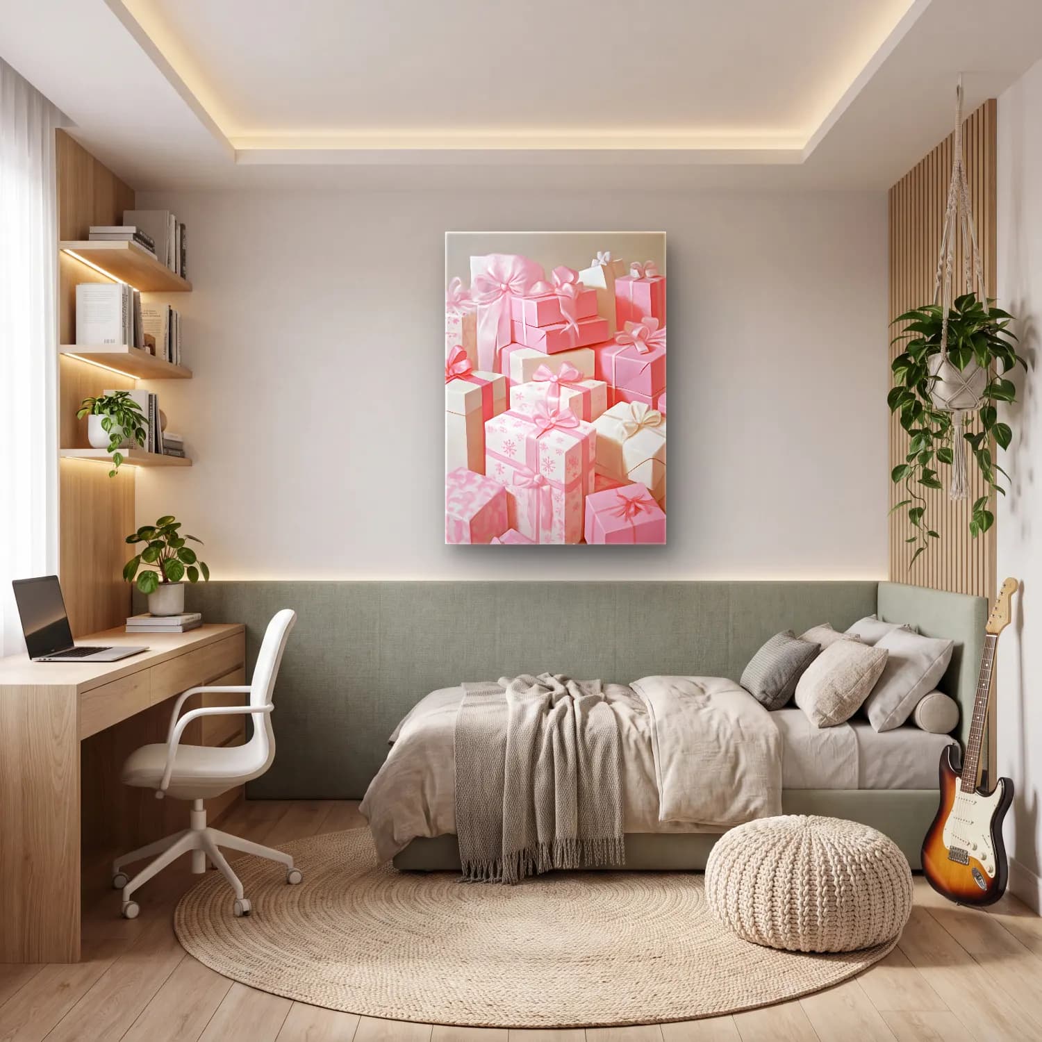 Pastel Hediye Paketleri No. 7 cam tablo — genç odasında